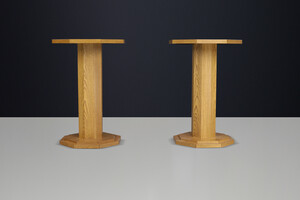 Brutalist Oak bar Tables France 1960s Late-20th century