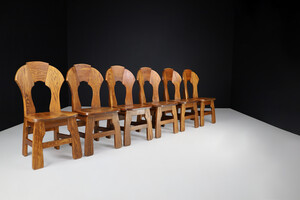Brutalist Oak dining chairs, belgium 1970s Late-20th century