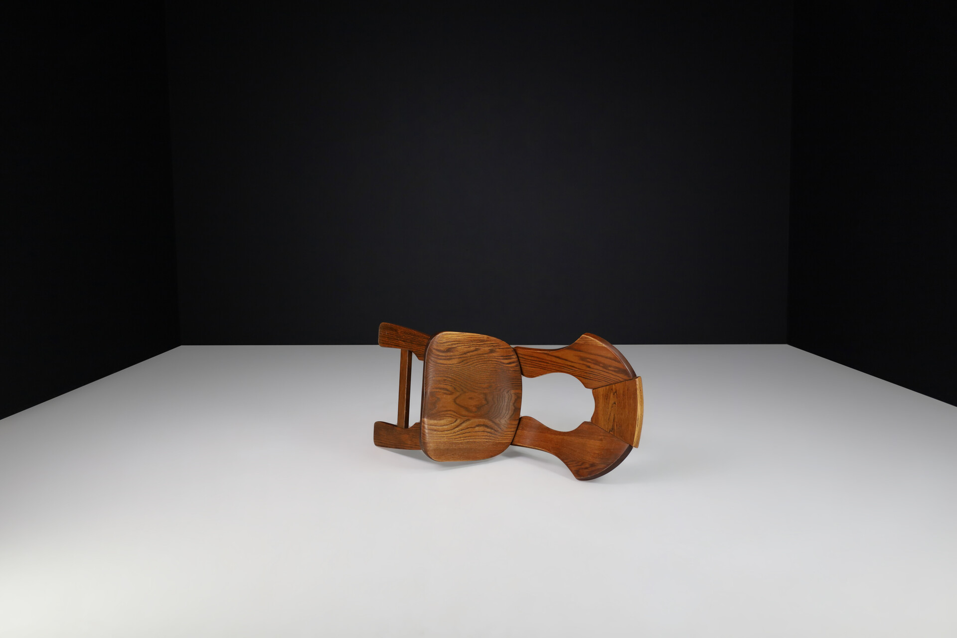 Brutalist Oak dining chairs, belgium 1970s Late-20th century