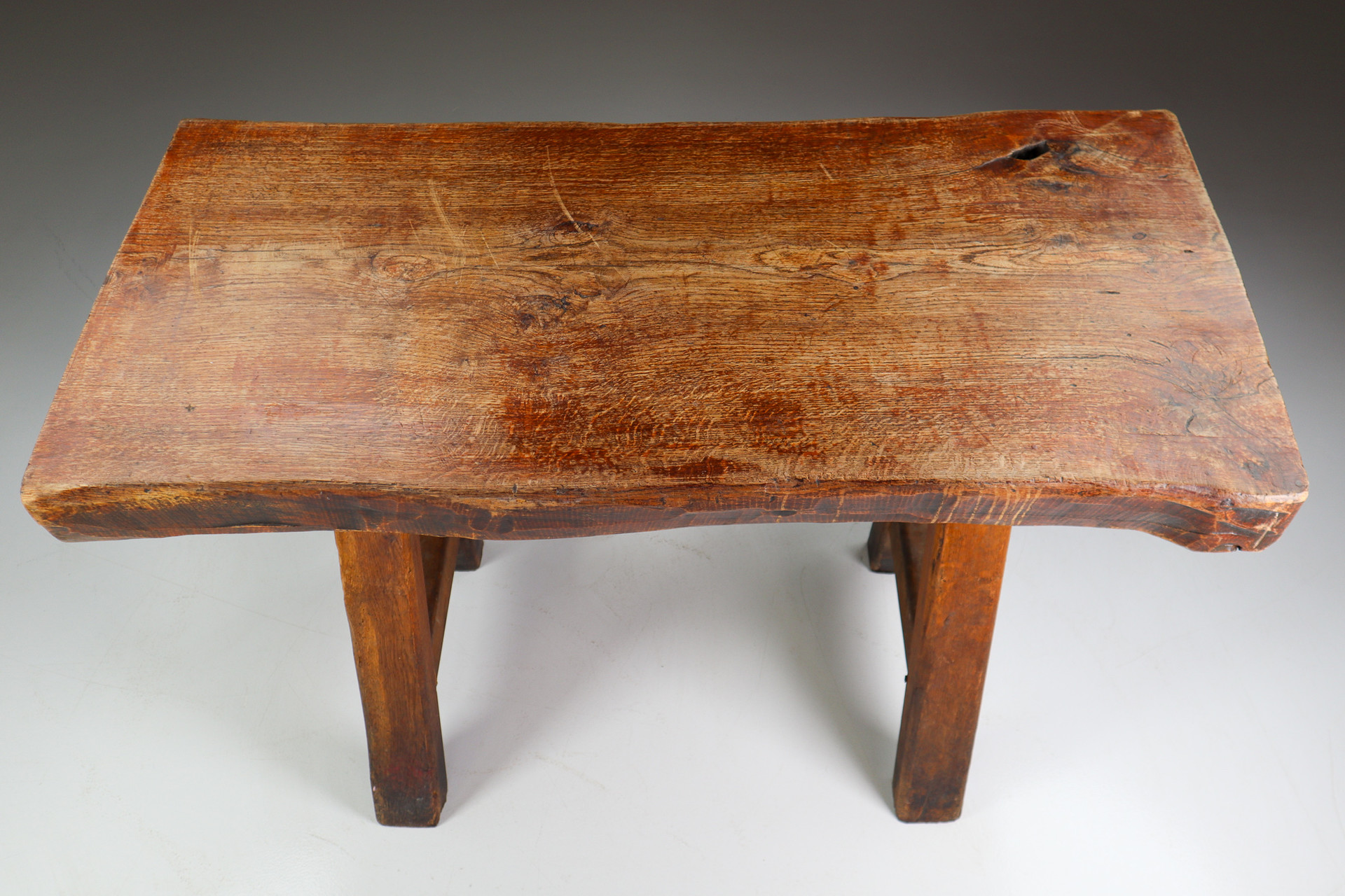 Brutalist Primitive / Brutalist Heavy Oak Ding Table / Side Table France 1960s Mid-20th Century 