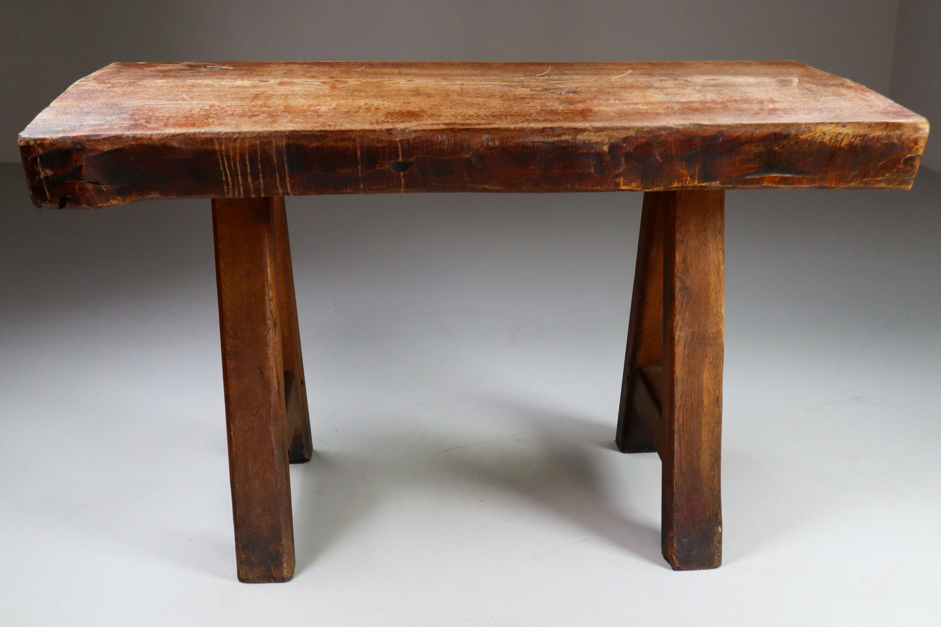 Brutalist Primitive / Brutalist Heavy Oak Ding Table / Side Table France 1960s Mid-20th Century 