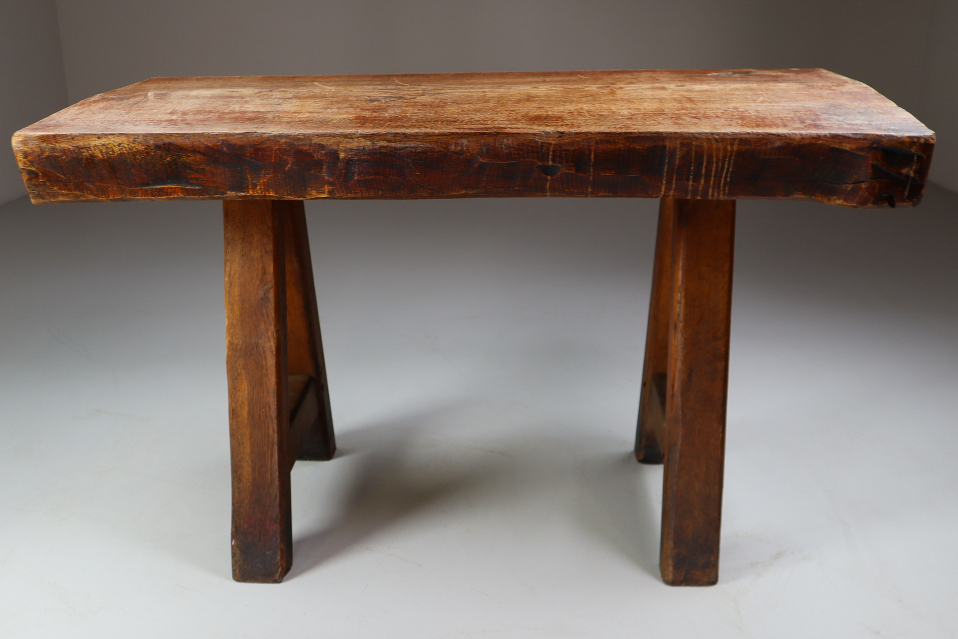 Brutalist Primitive / Brutalist Heavy Oak Ding Table / Side Table France 1960s Mid-20th Century 