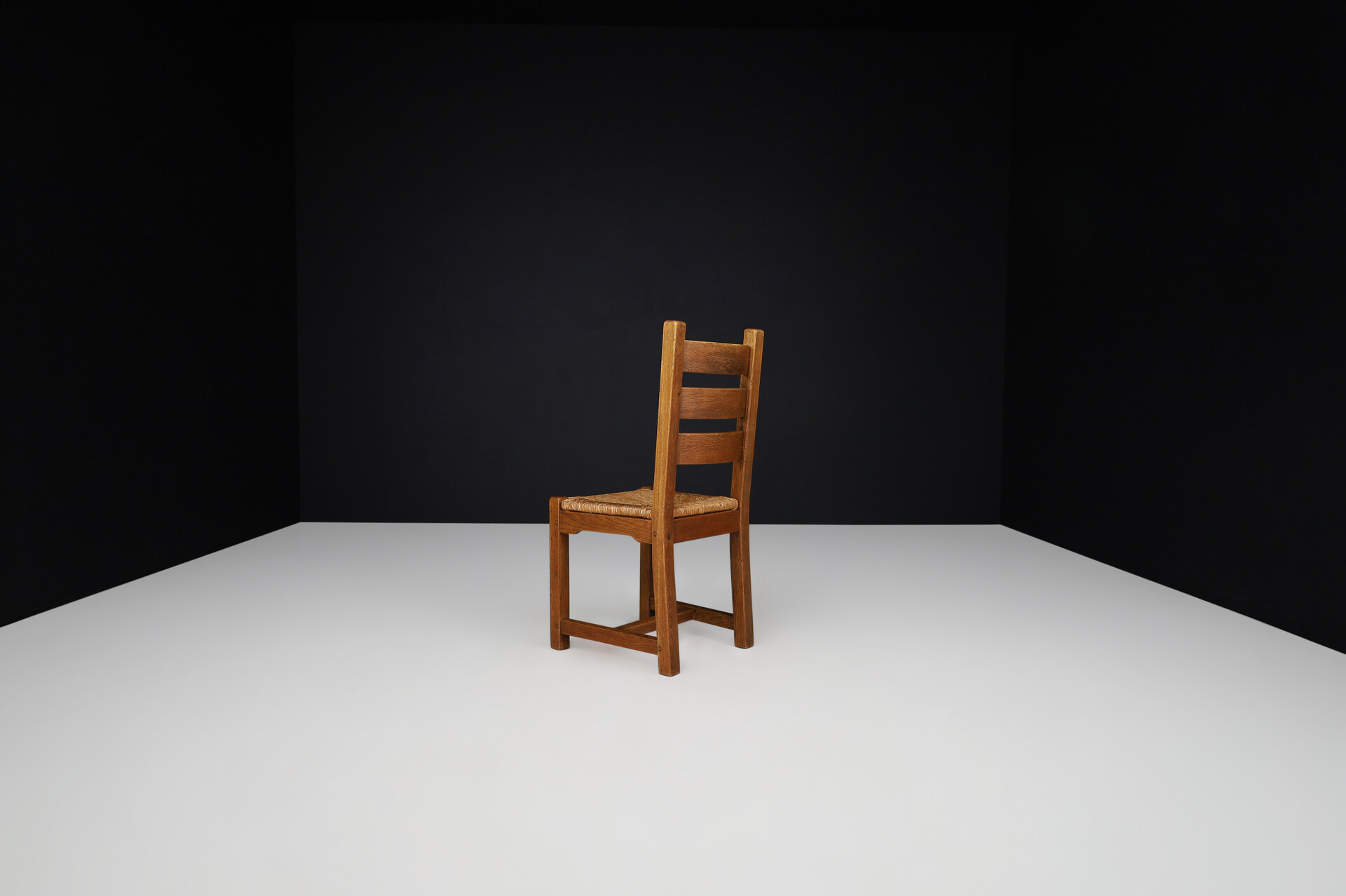 Brutalist / Primitive Oak and Rush Dining Chairs, France 1960s Mid-20th century