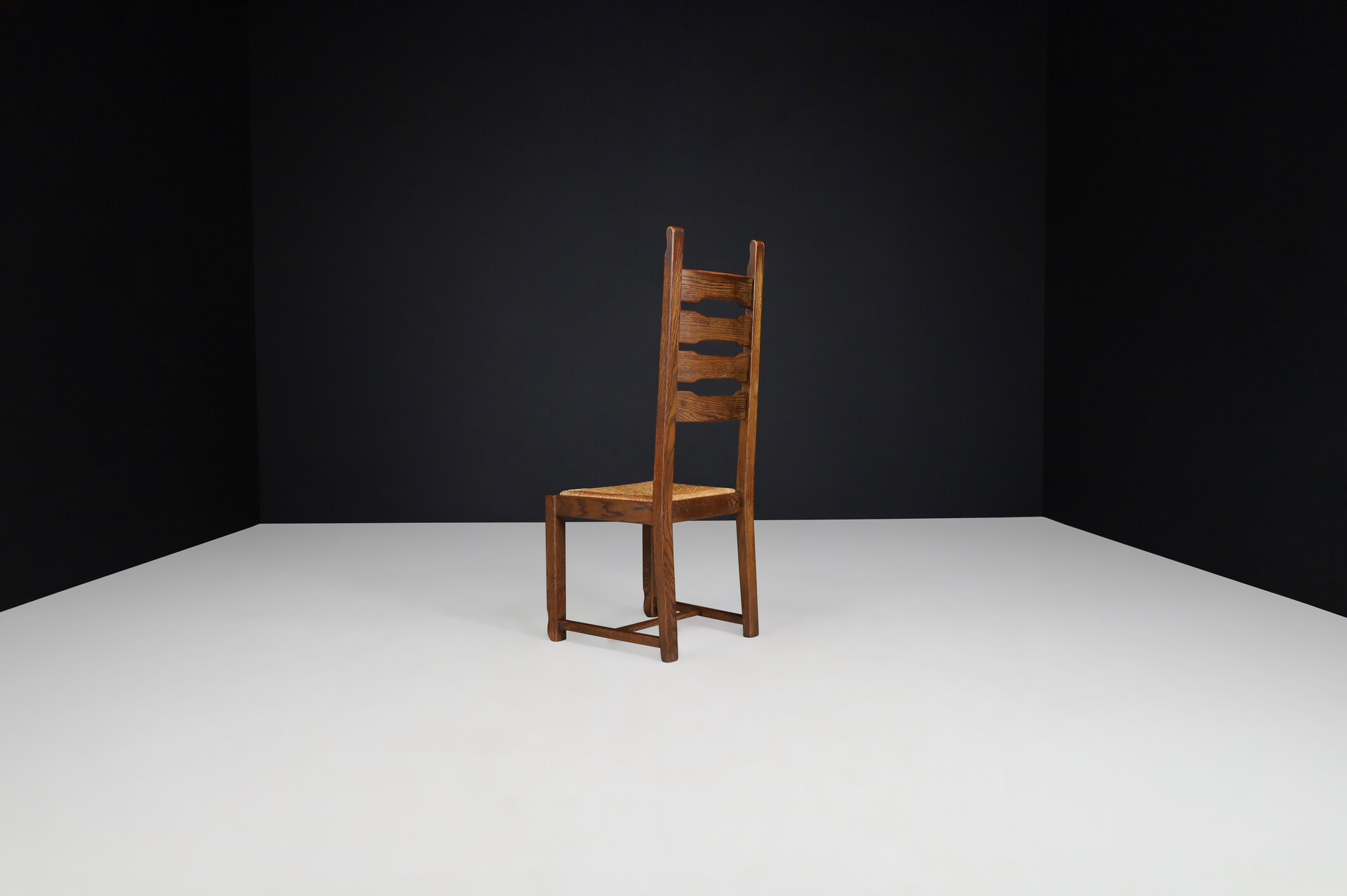 Brutalist / Primitive Oak and Rush Dining Chairs, France 1960s Mid-20th century
