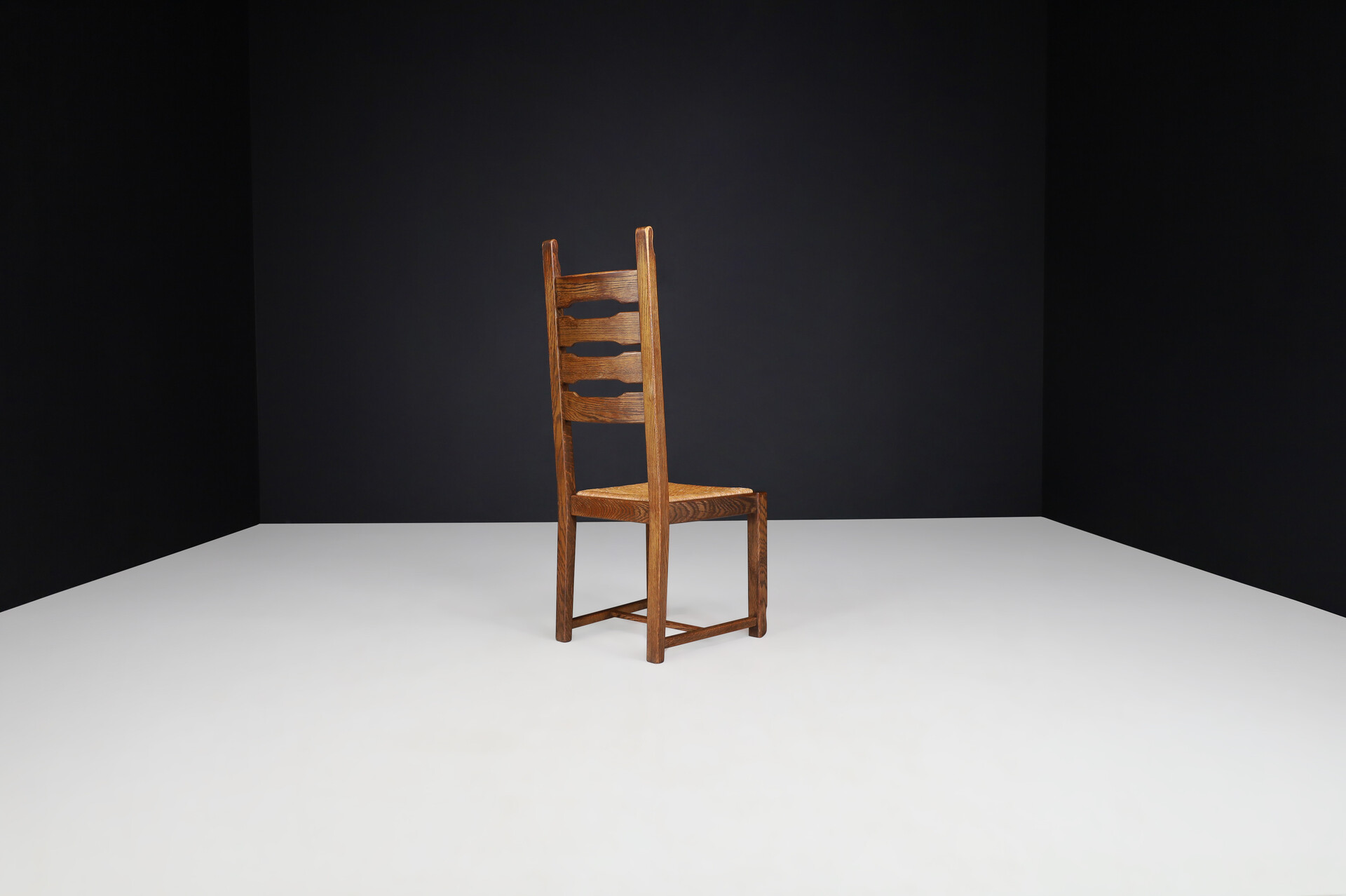 Brutalist / Primitive Oak and Rush Dining Chairs, France 1960s Mid-20th century
