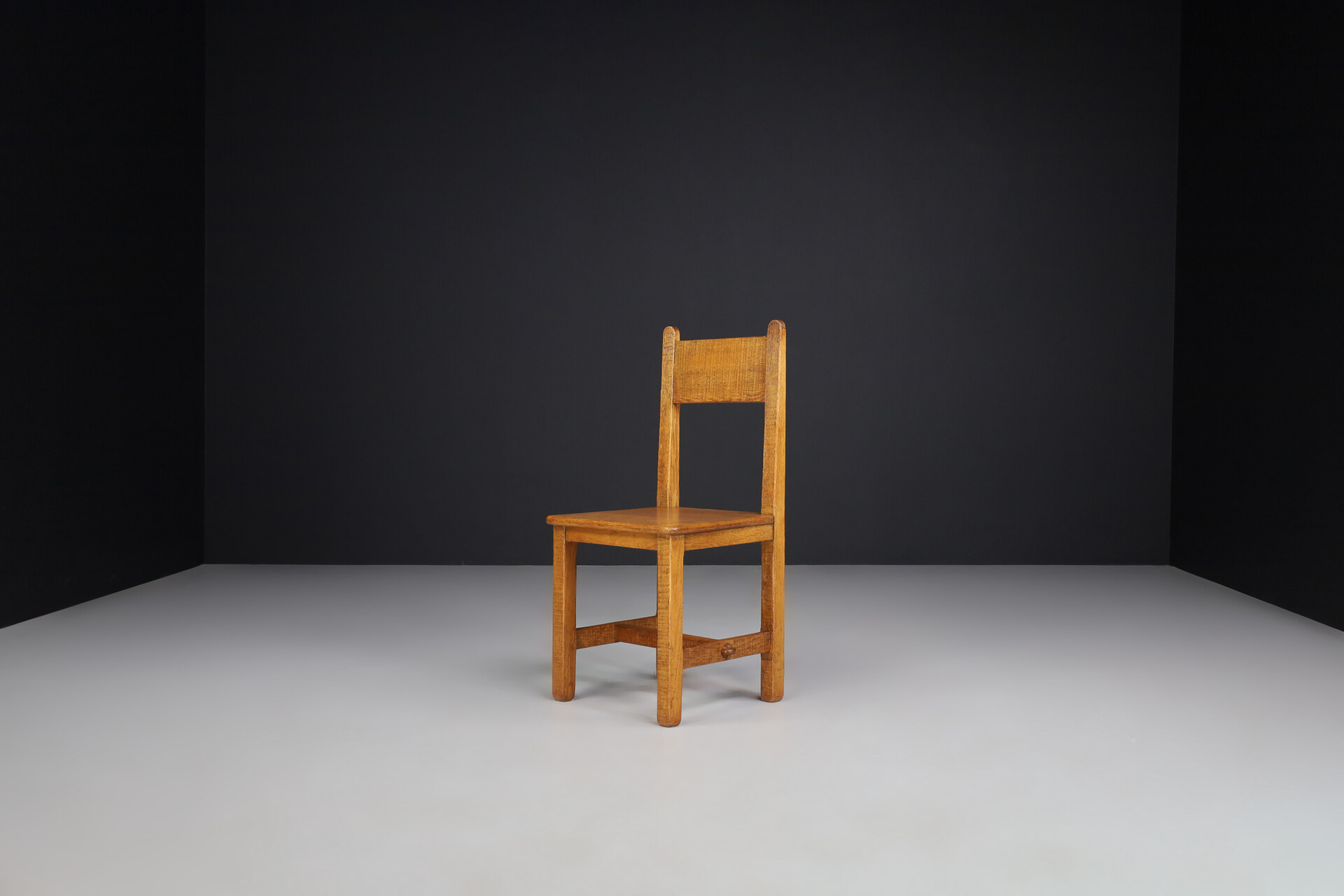 Brutalist / primitive Oak dinning chairs ,France 1950s Mid-20th century