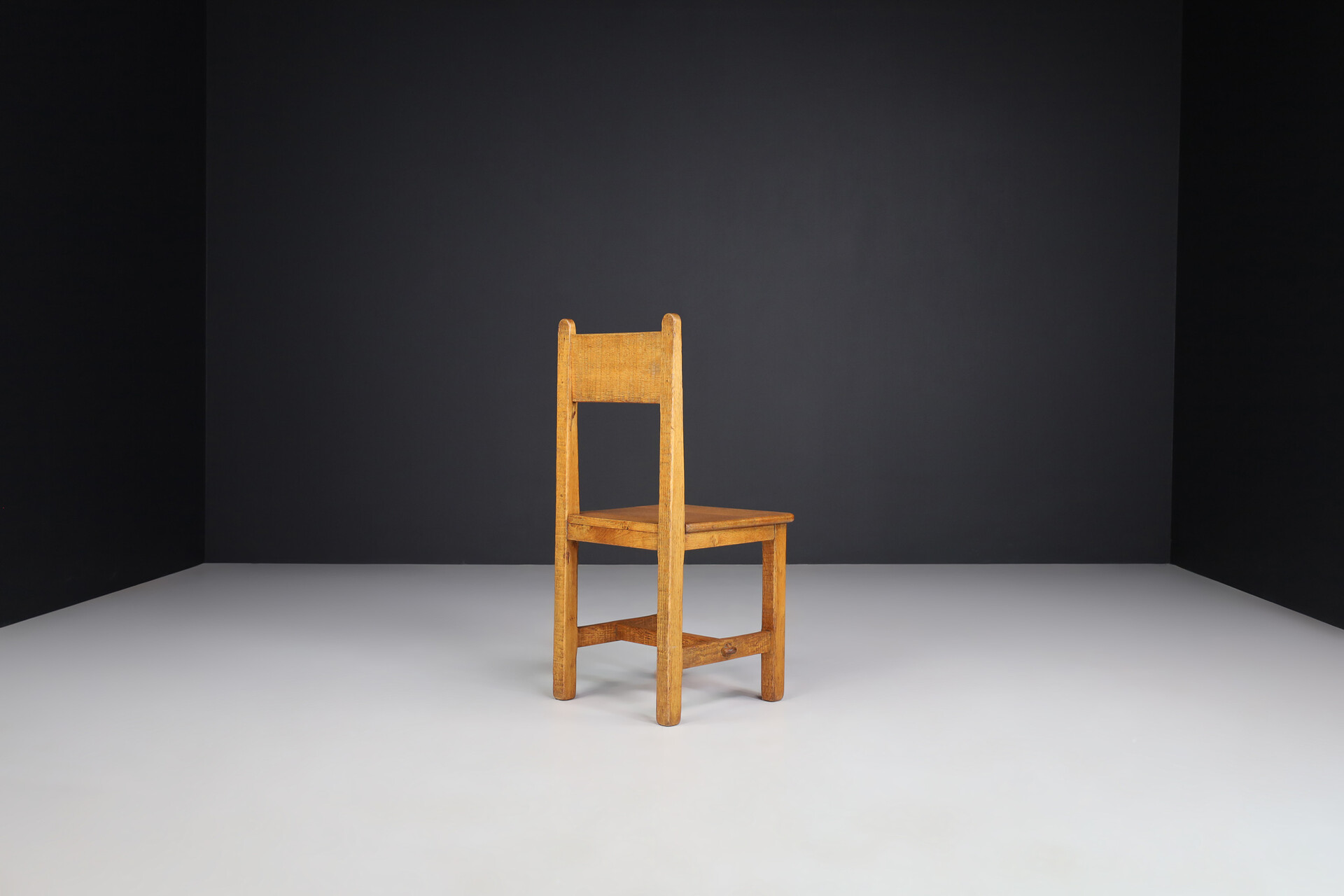 Brutalist / primitive Oak dinning chairs ,France 1950s Mid-20th century