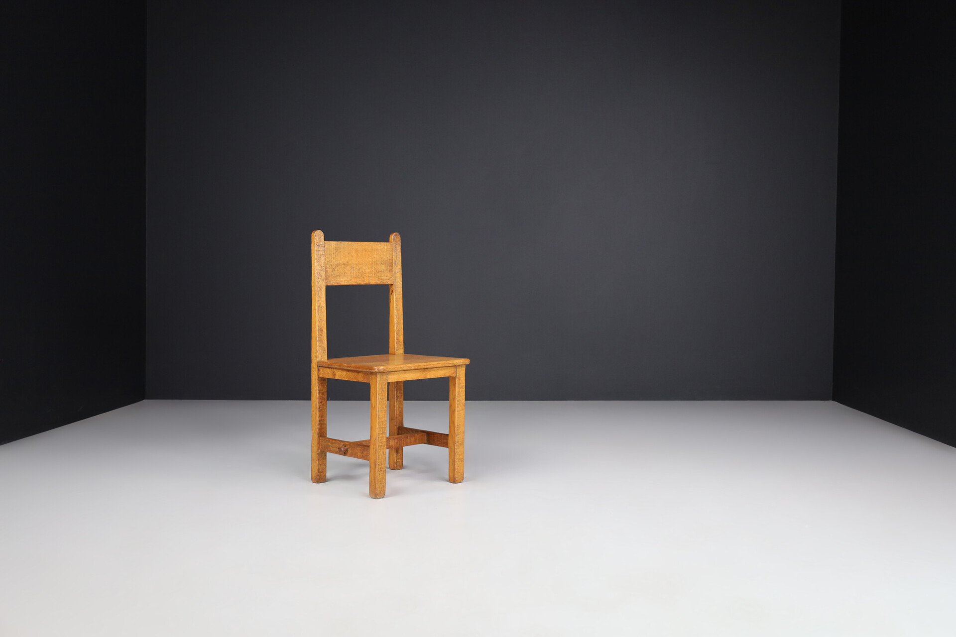 Brutalist / primitive Oak dinning chairs ,France 1950s Mid-20th century