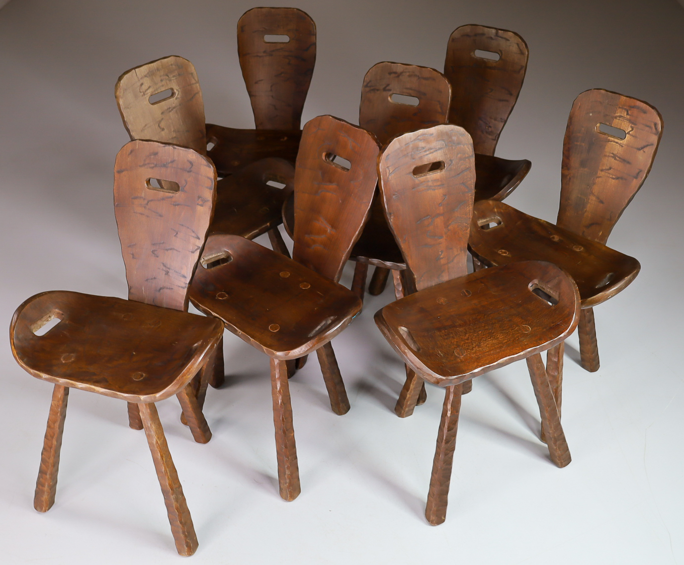 Brutalist / Primitive Set/8 'Saddle' chairs from France, 1960s Mid-20th century