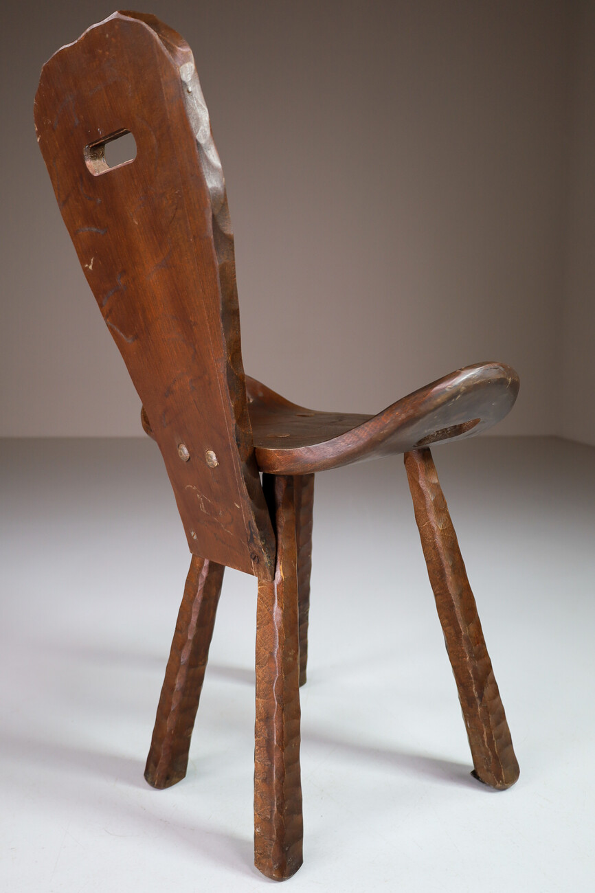 Brutalist / Primitive Set/8 'Saddle' chairs from France, 1960s Mid-20th century