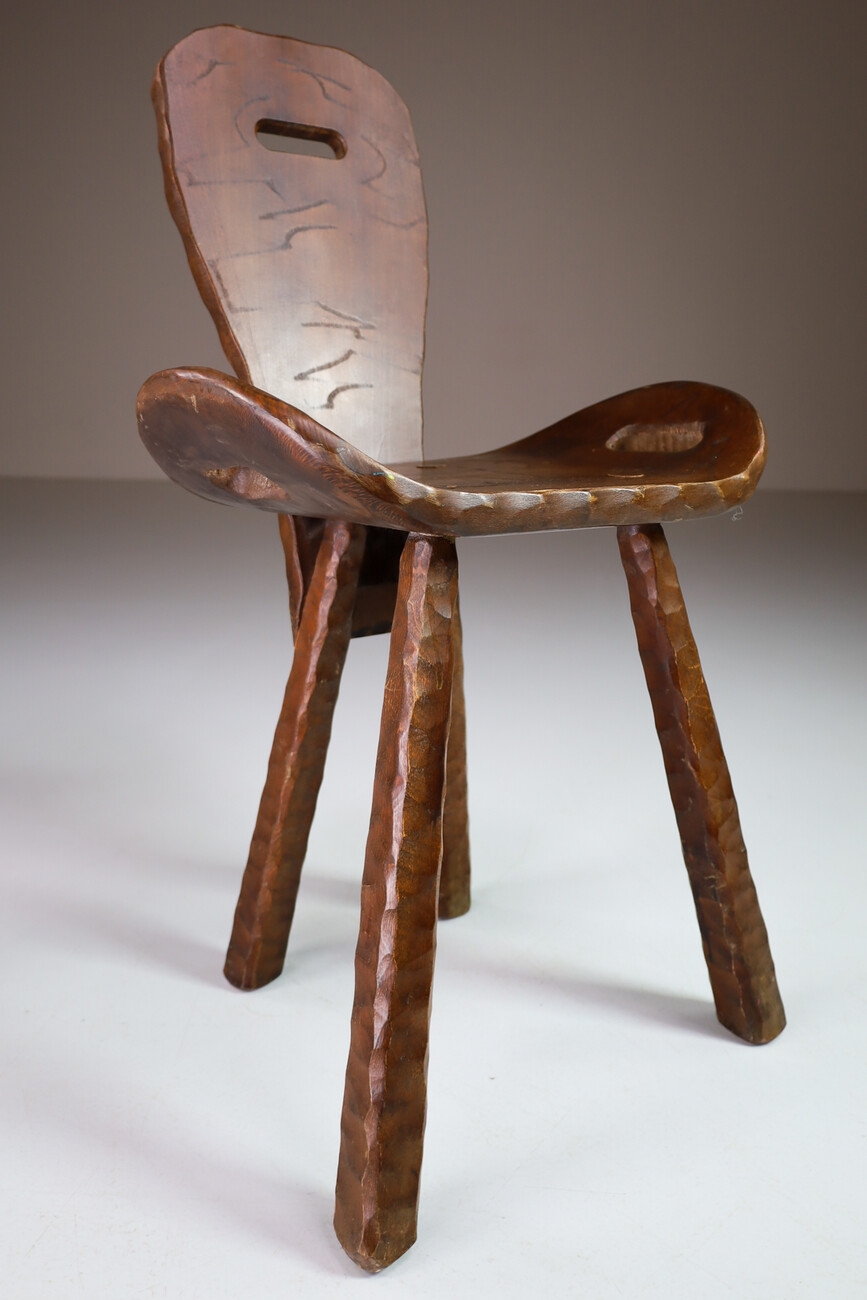 Brutalist / Primitive Set/8 'Saddle' chairs from France, 1960s Mid-20th century