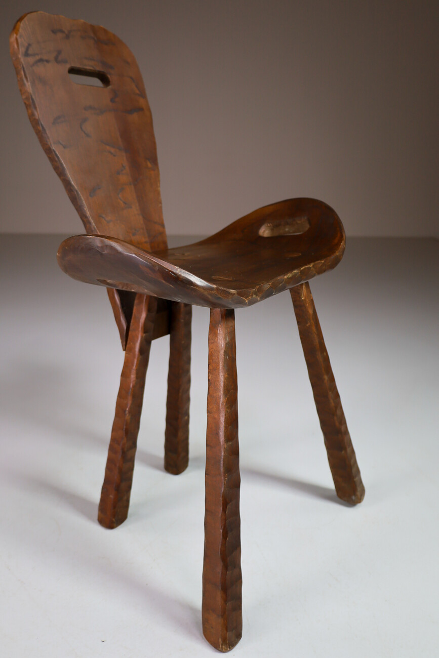 Brutalist / Primitive Set/8 'Saddle' chairs from France, 1960s Mid-20th century