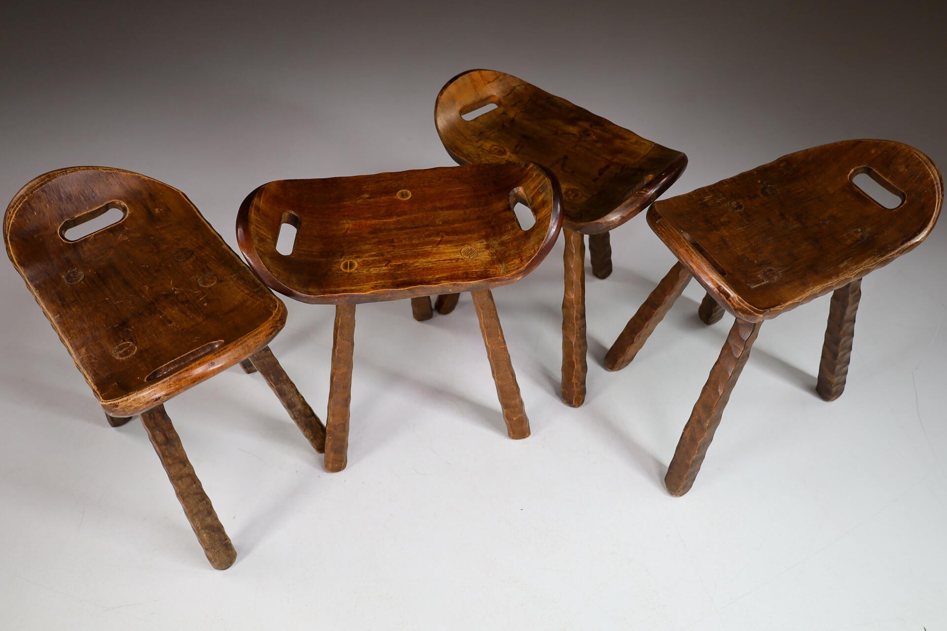 Brutalist / Primitive Set/8 'Saddle' stools From France, 1960s Mid-20th century
