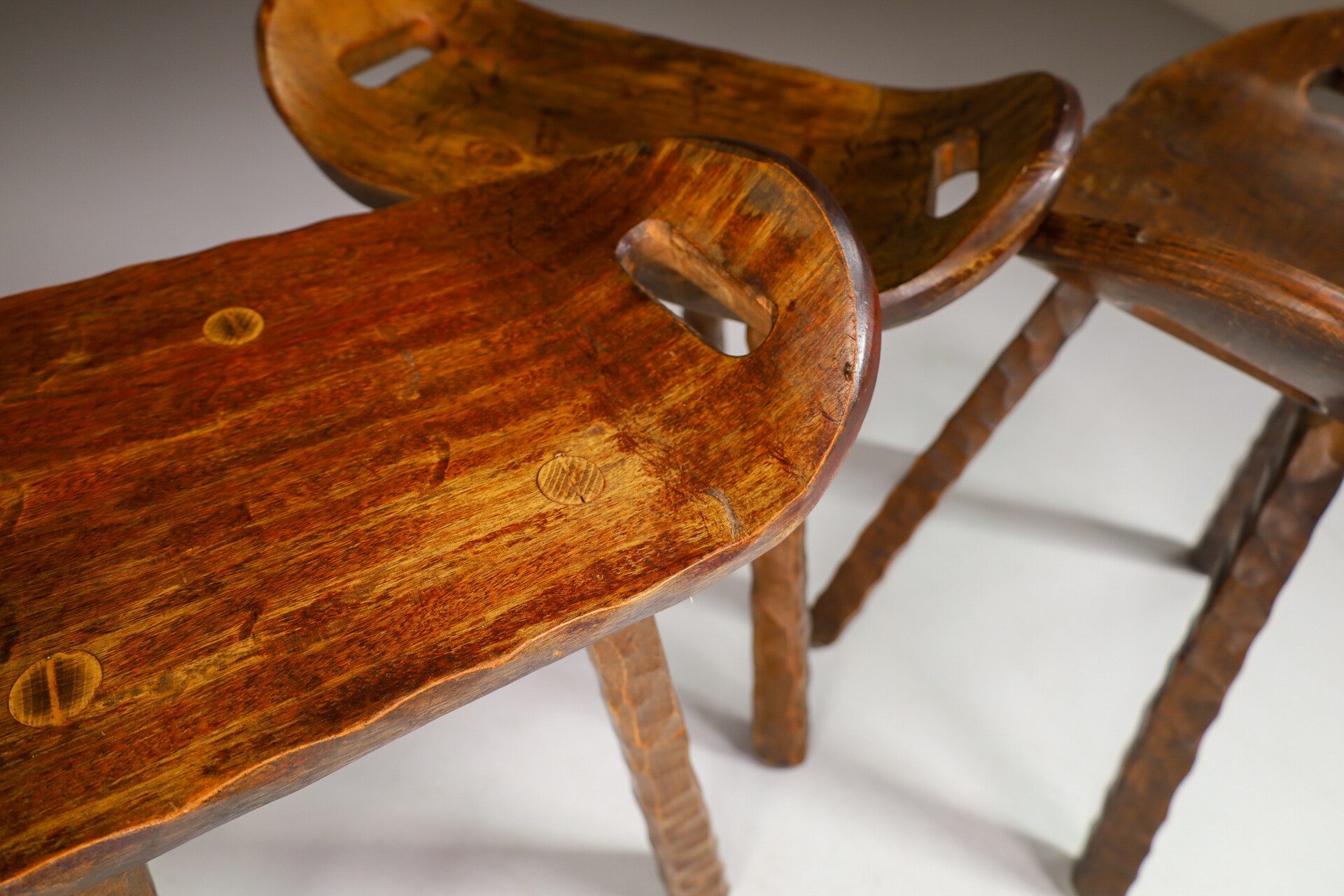 Brutalist / Primitive Set/8 'Saddle' stools From France, 1960s Mid-20th century