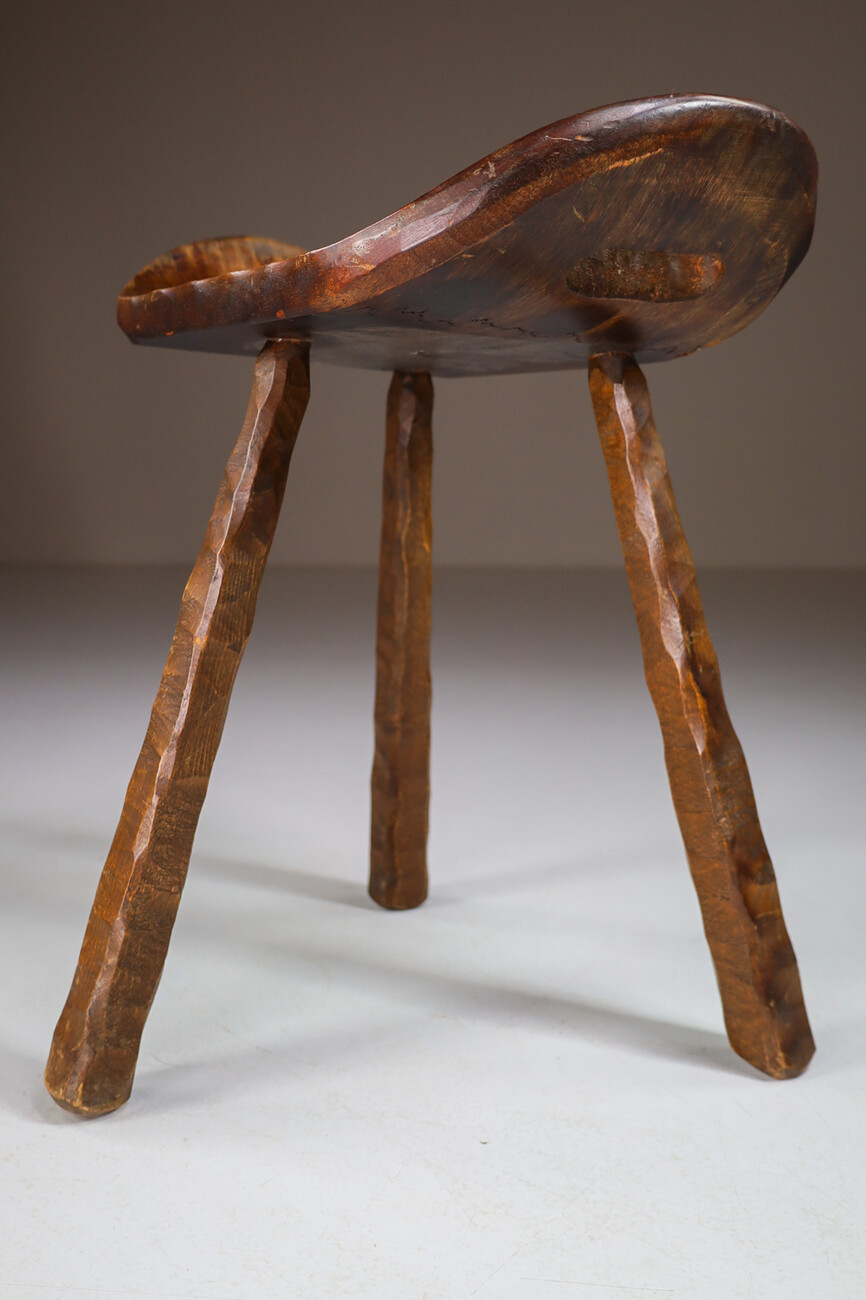 Brutalist / Primitive Set/8 'Saddle' stools From France, 1960s Mid-20th century