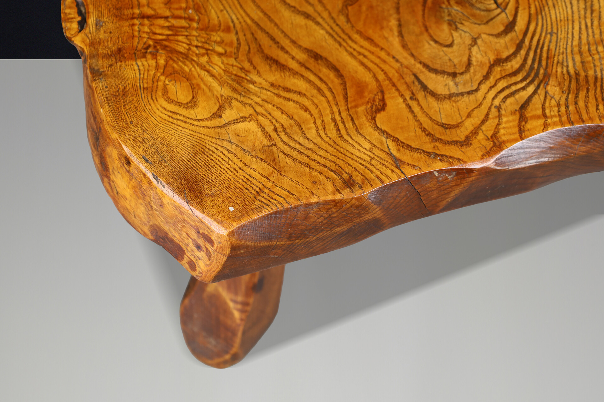 Brutalist Solid Elm Side Tables, Set of 2, France, 1960s Mid-20th century