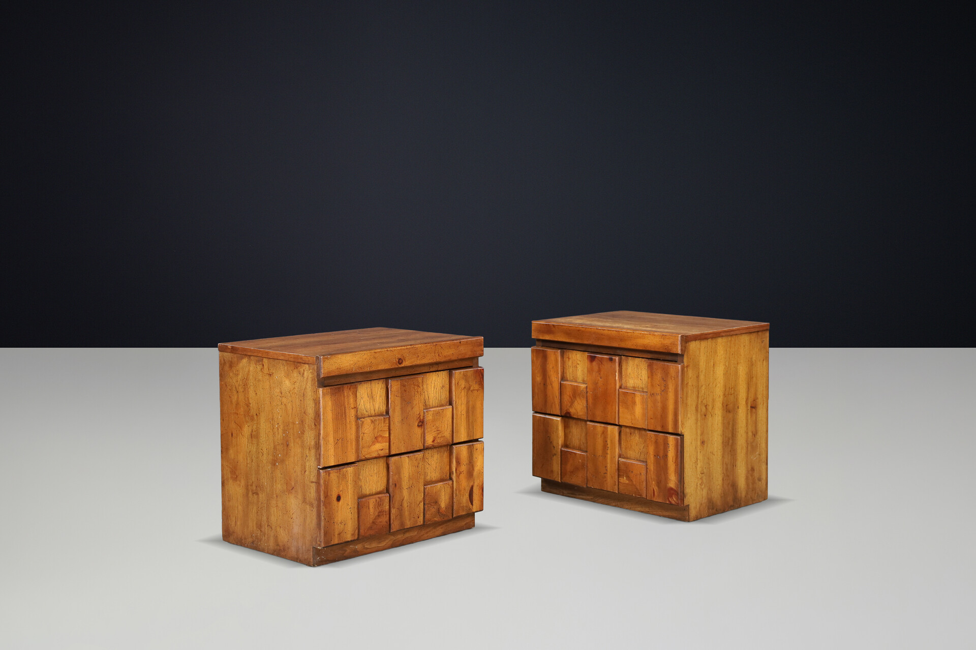 Brutalist “Staccato” Nightstands by Lane Furniture, USA, 1970s Late-20th century