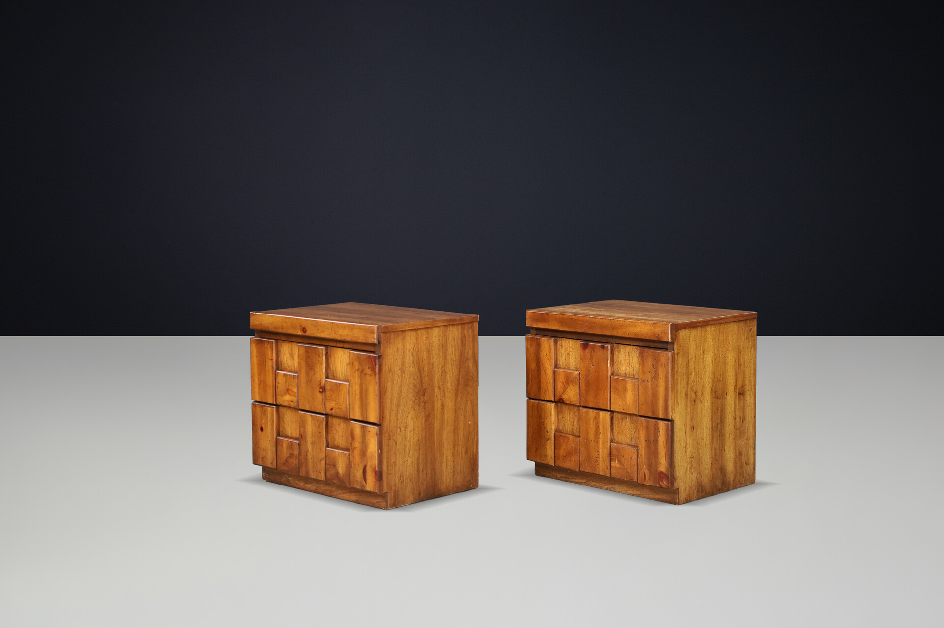 Brutalist “Staccato” Nightstands by Lane Furniture, USA, 1970s Late-20th century