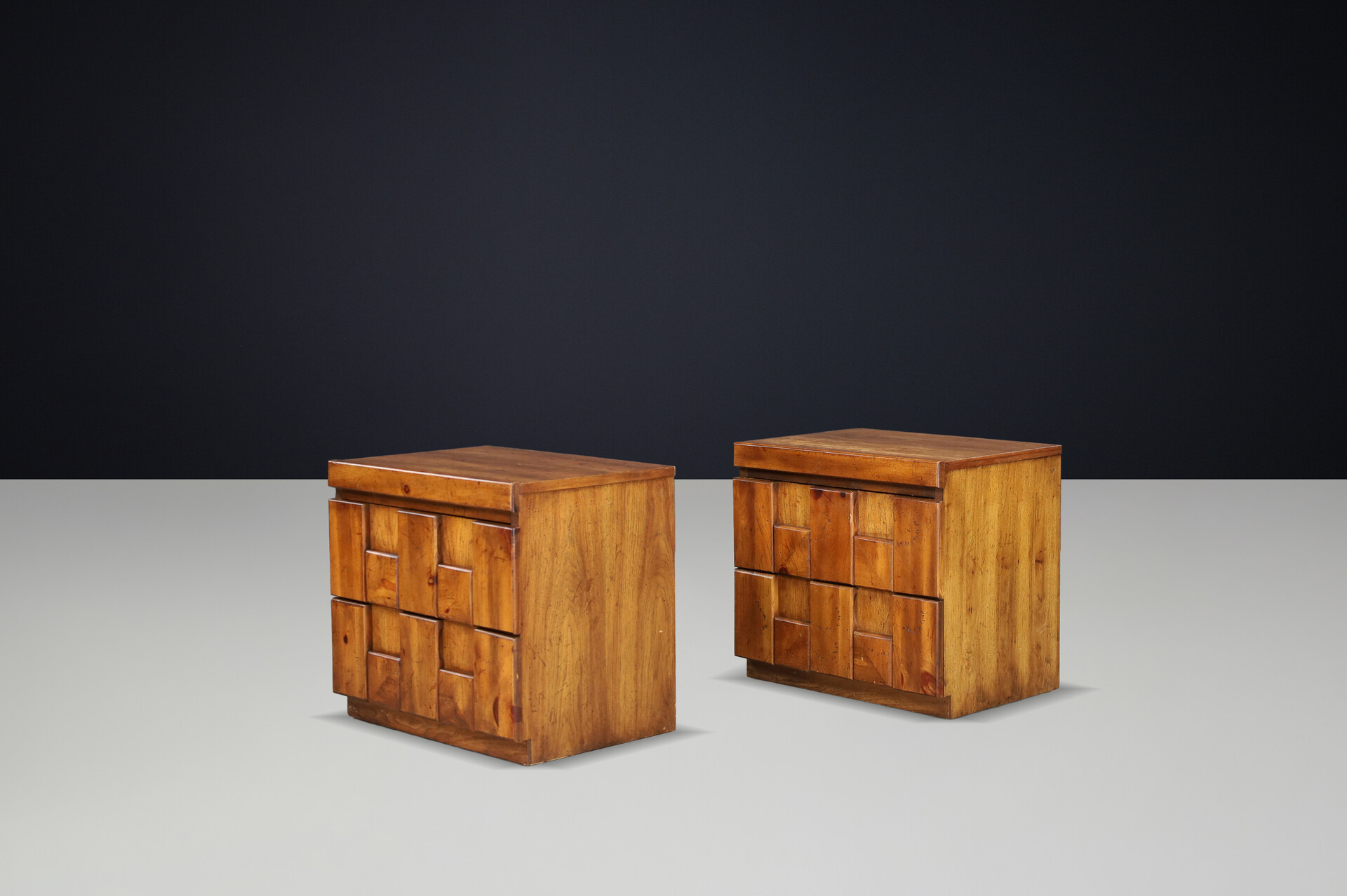 Brutalist “Staccato” Nightstands by Lane Furniture, USA, 1970s Late-20th century