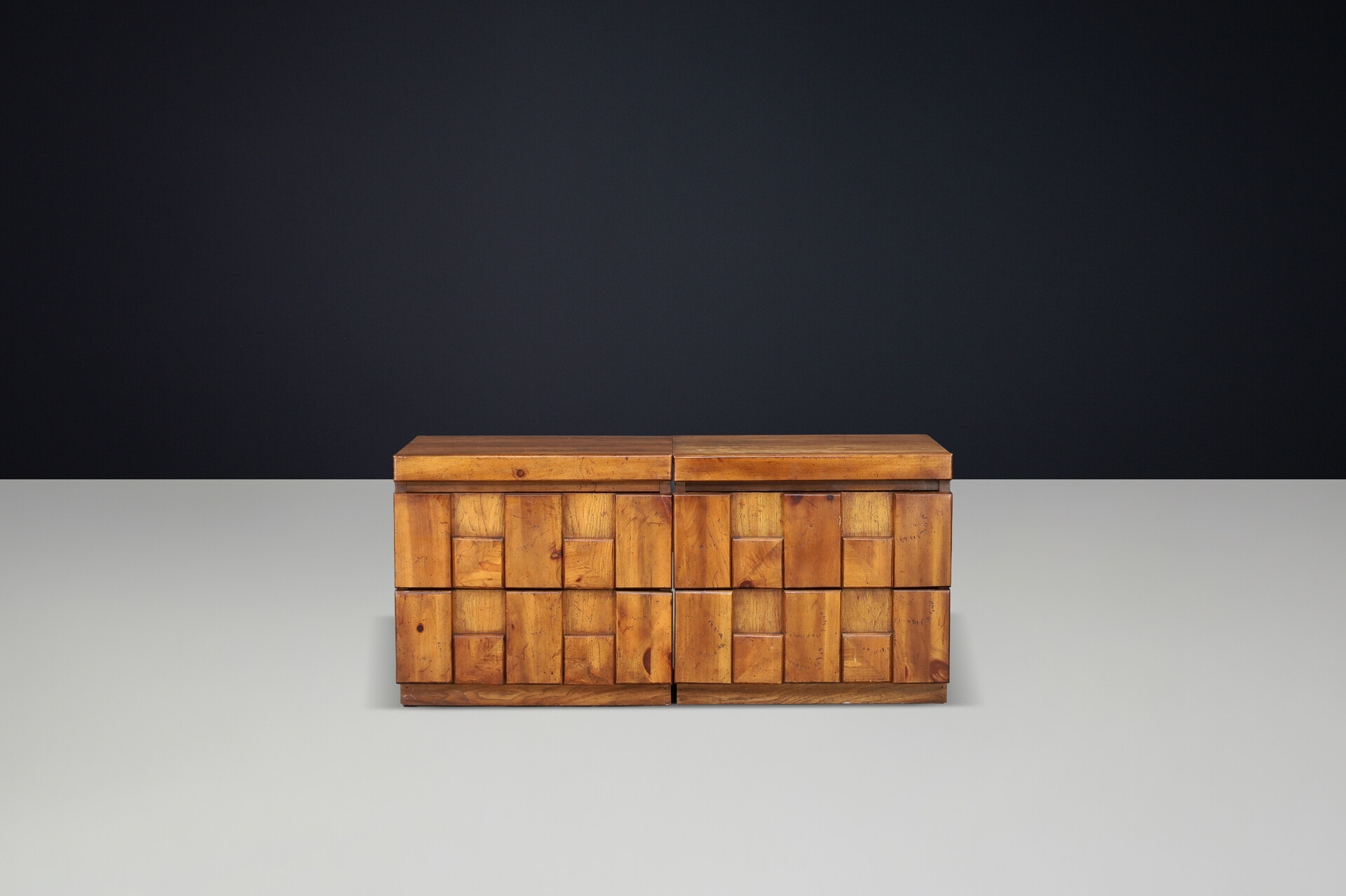 Brutalist “Staccato” Nightstands by Lane Furniture, USA, 1970s Late-20th century