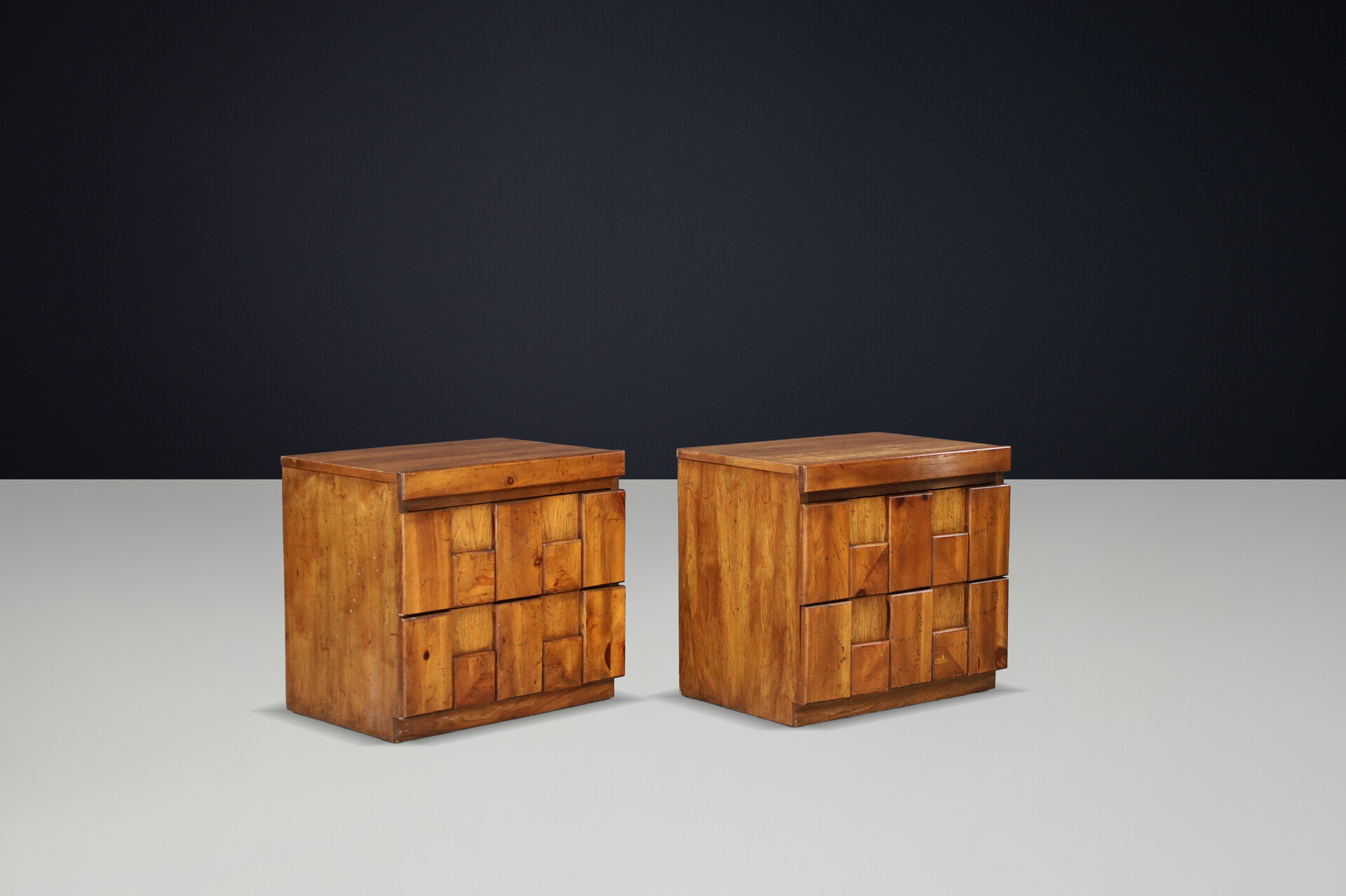 Brutalist “Staccato” Nightstands by Lane Furniture, USA, 1970s Late-20th century