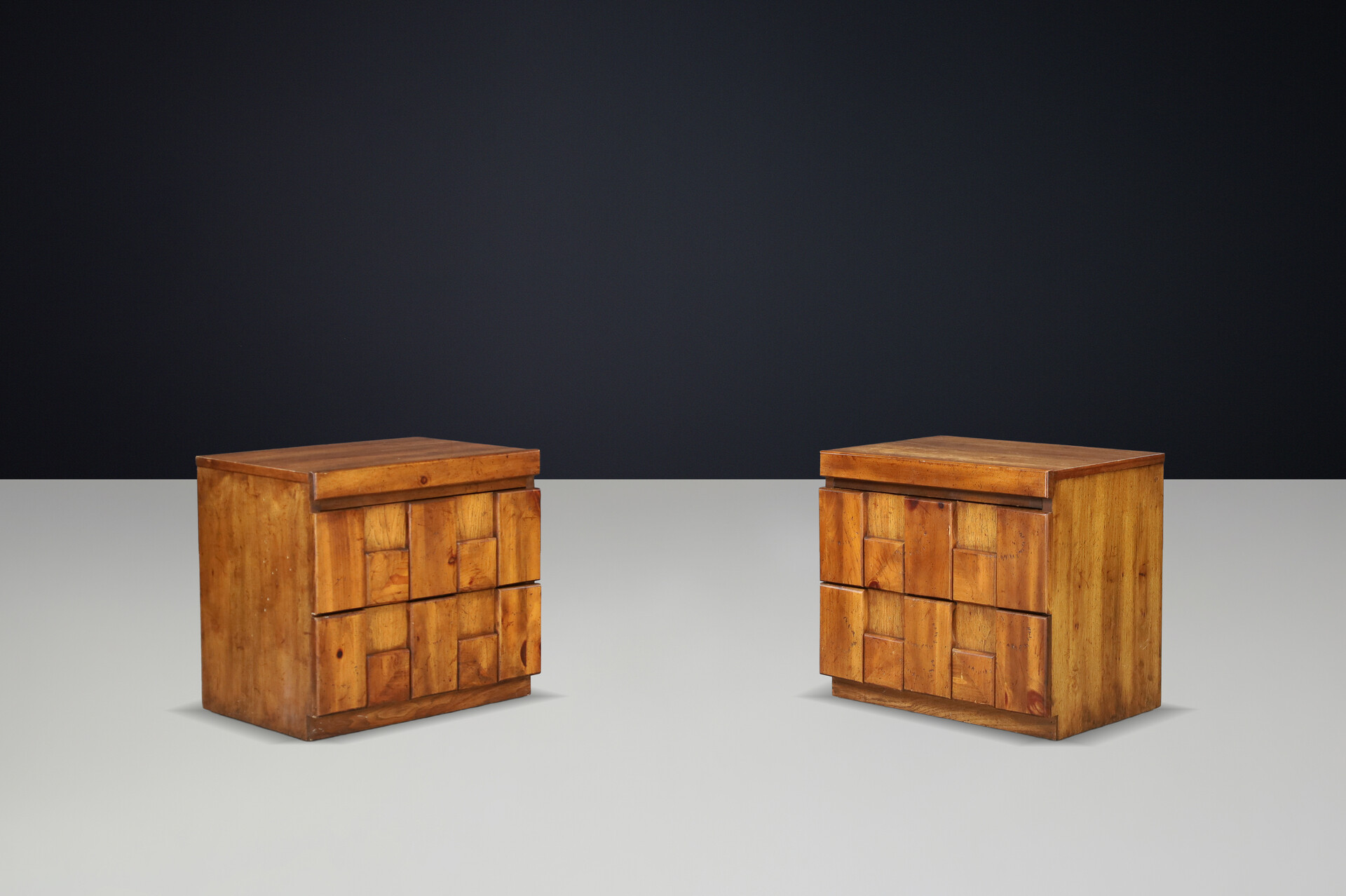 Brutalist “Staccato” Nightstands by Lane Furniture, USA, 1970s Late-20th century
