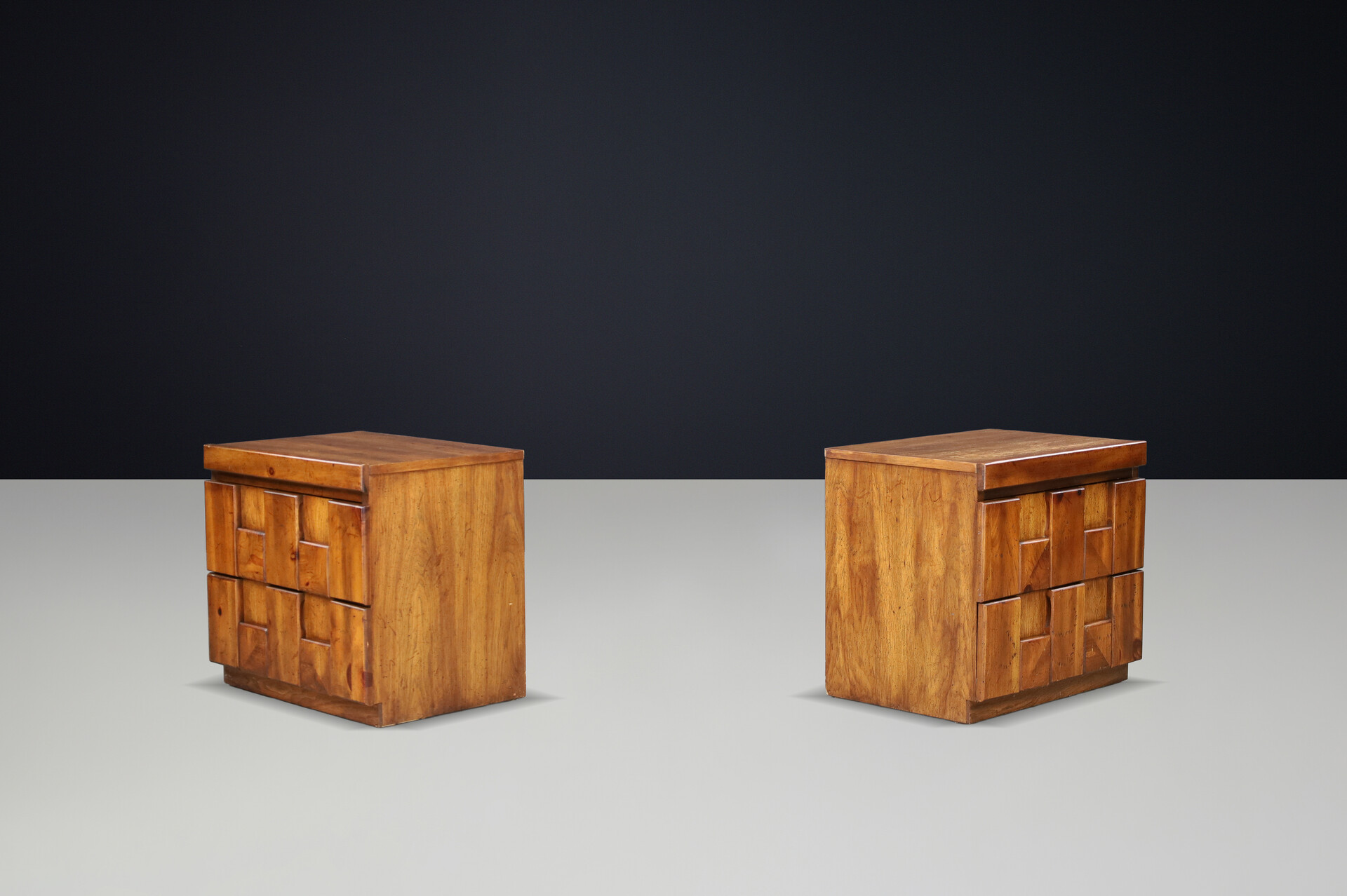 Brutalist “Staccato” Nightstands by Lane Furniture, USA, 1970s Late-20th century