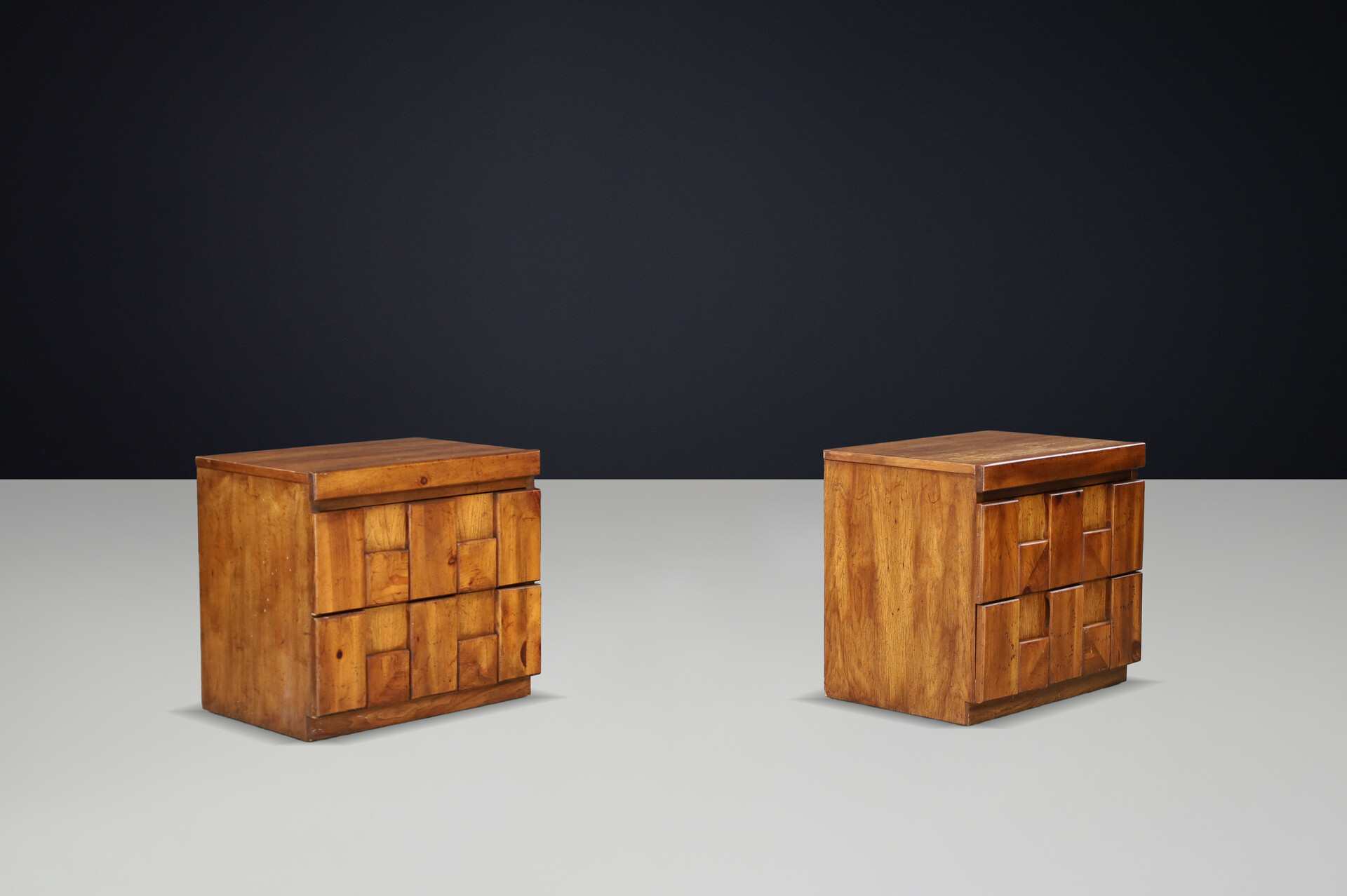 Brutalist “Staccato” Nightstands by Lane Furniture, USA, 1970s Late-20th century