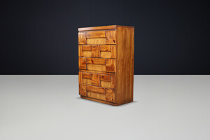 Brutalist “Staccato” Tallboy Dresser by Lane Furniture, USA, 1970s Late-20th century