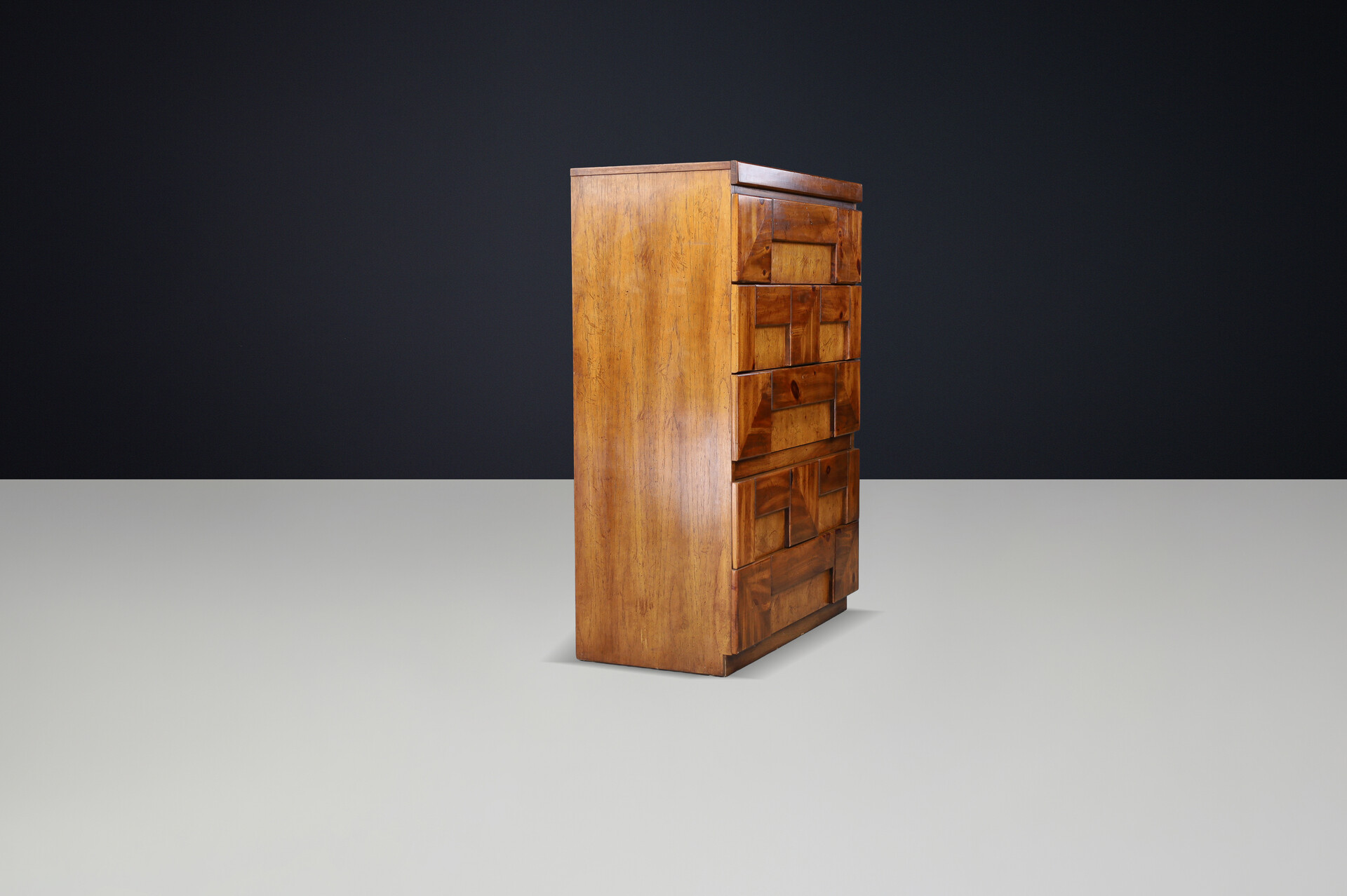 Brutalist “Staccato” Tallboy Dresser by Lane Furniture, USA, 1970s Late-20th century