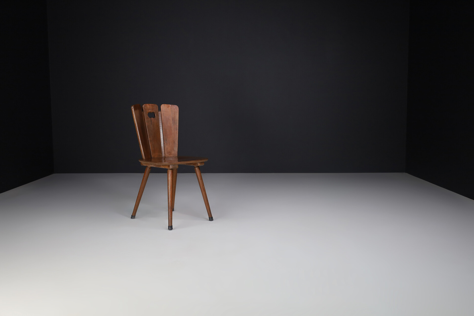 Brutalist Wooden and (copper Details) chairs , france 1950s Mid-20th century