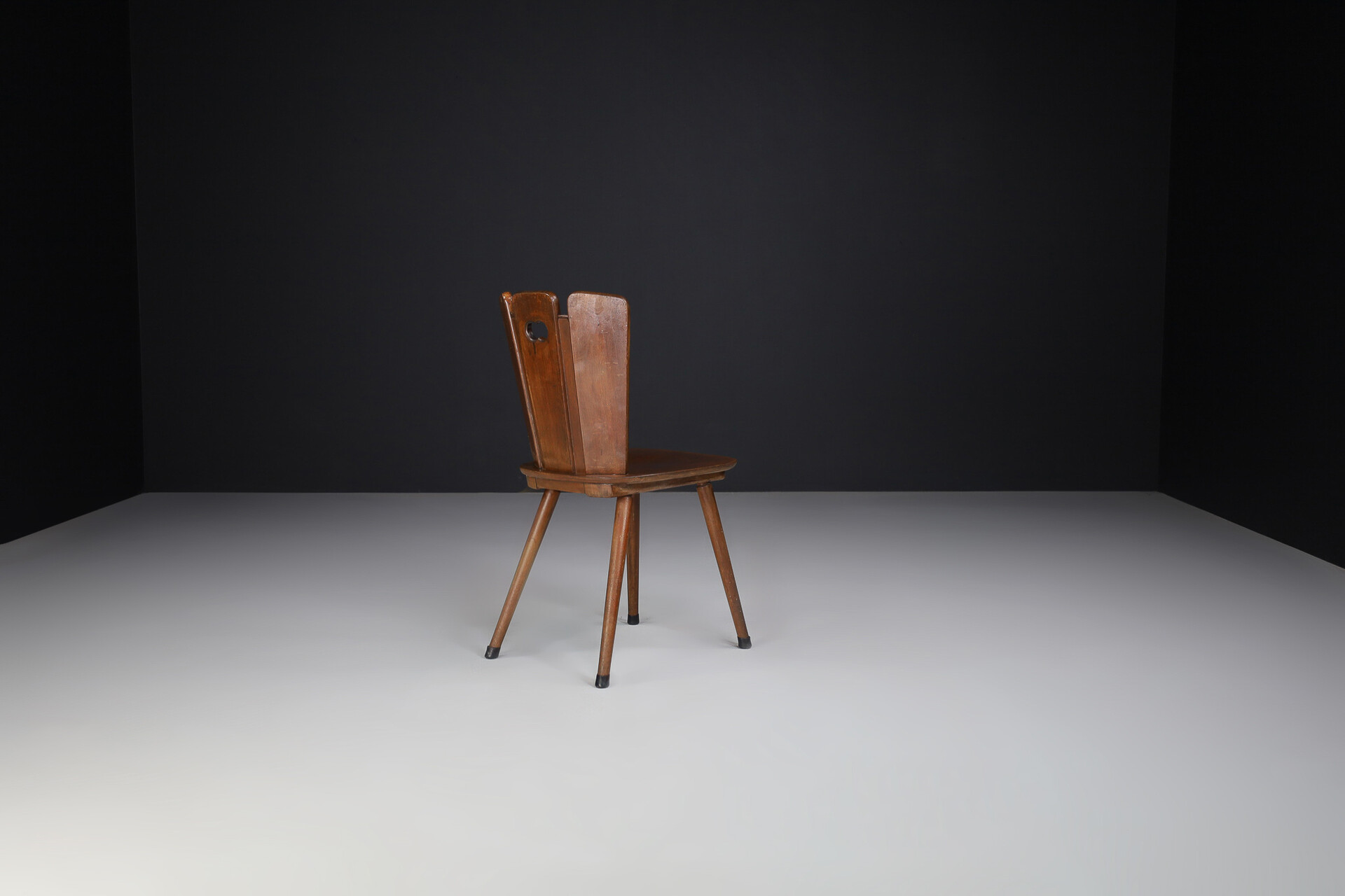 Brutalist Wooden and (copper Details) chairs , france 1950s Mid-20th century