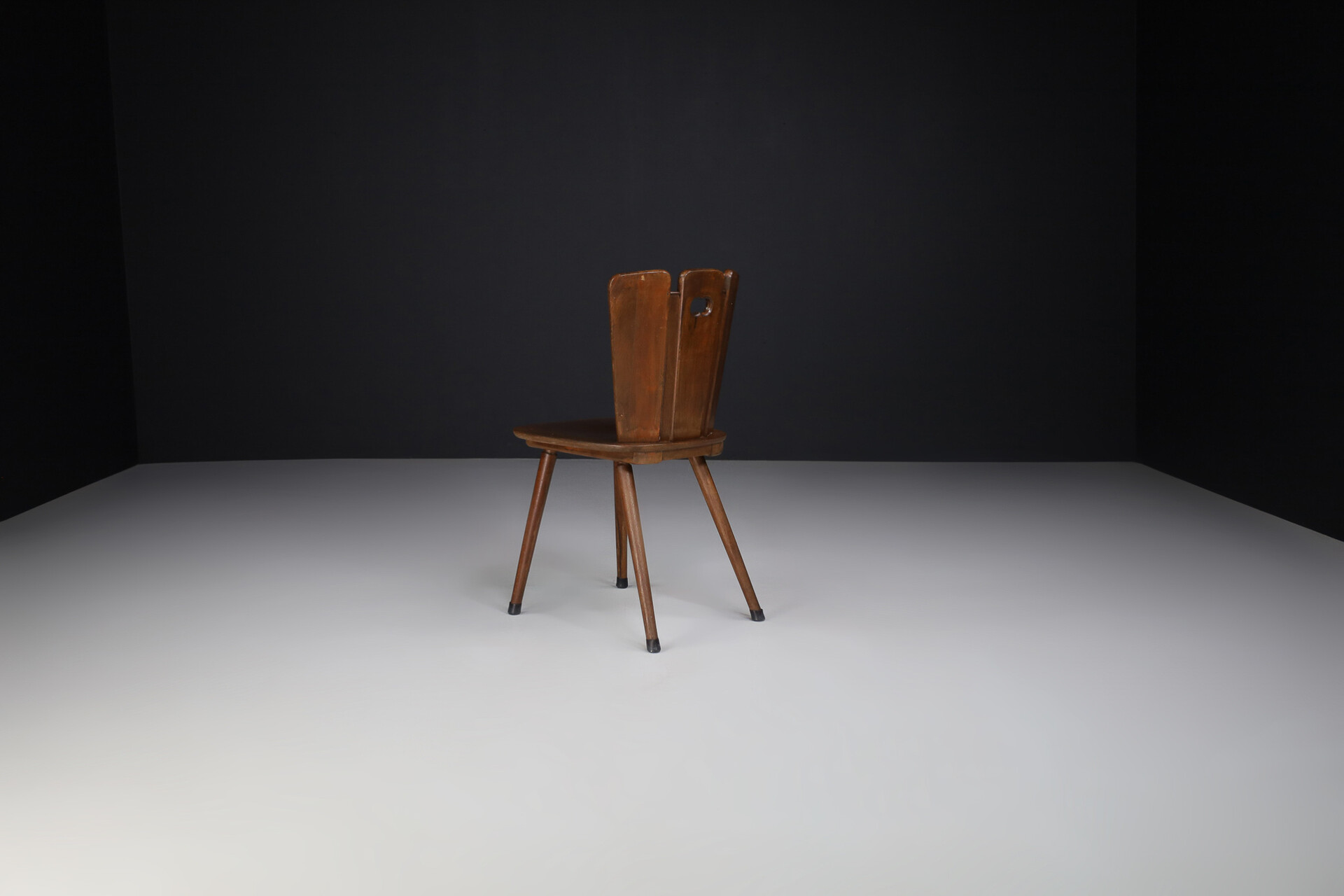 Brutalist Wooden and (copper Details) chairs , france 1950s Mid-20th century