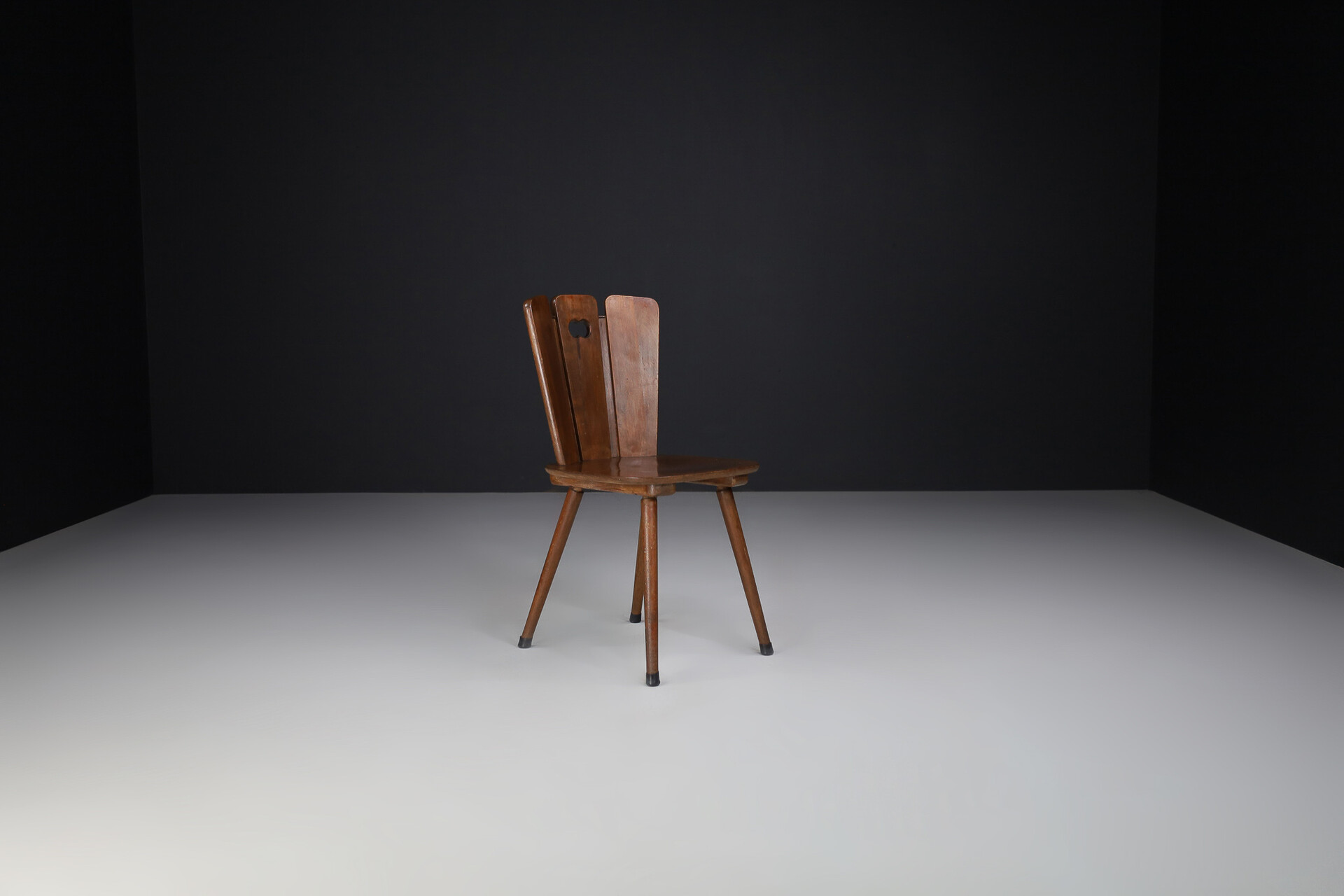 Brutalist Wooden and (copper Details) chairs , france 1950s Mid-20th century