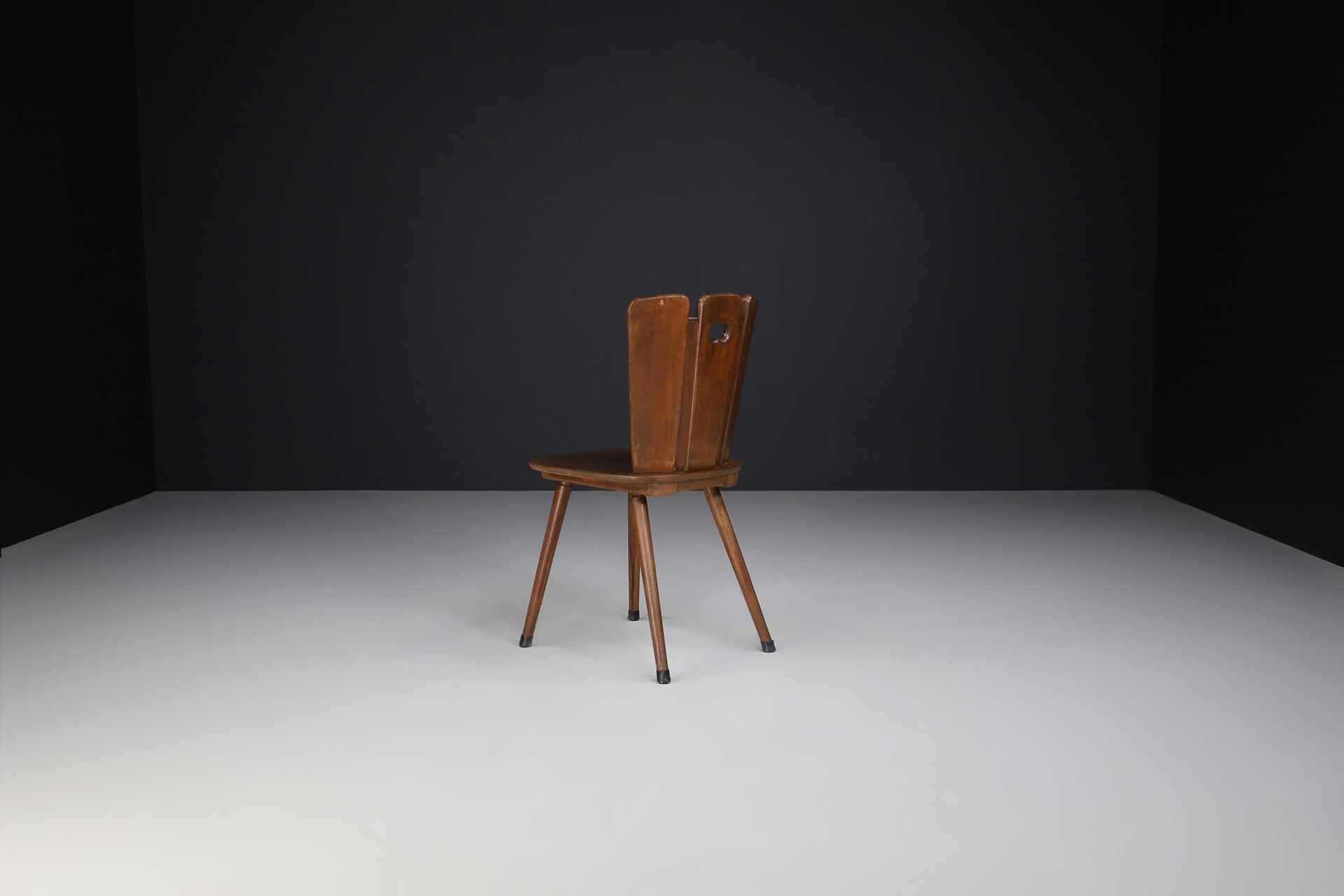 Brutalist Wooden and (copper Details) chairs , france 1950s Mid-20th century