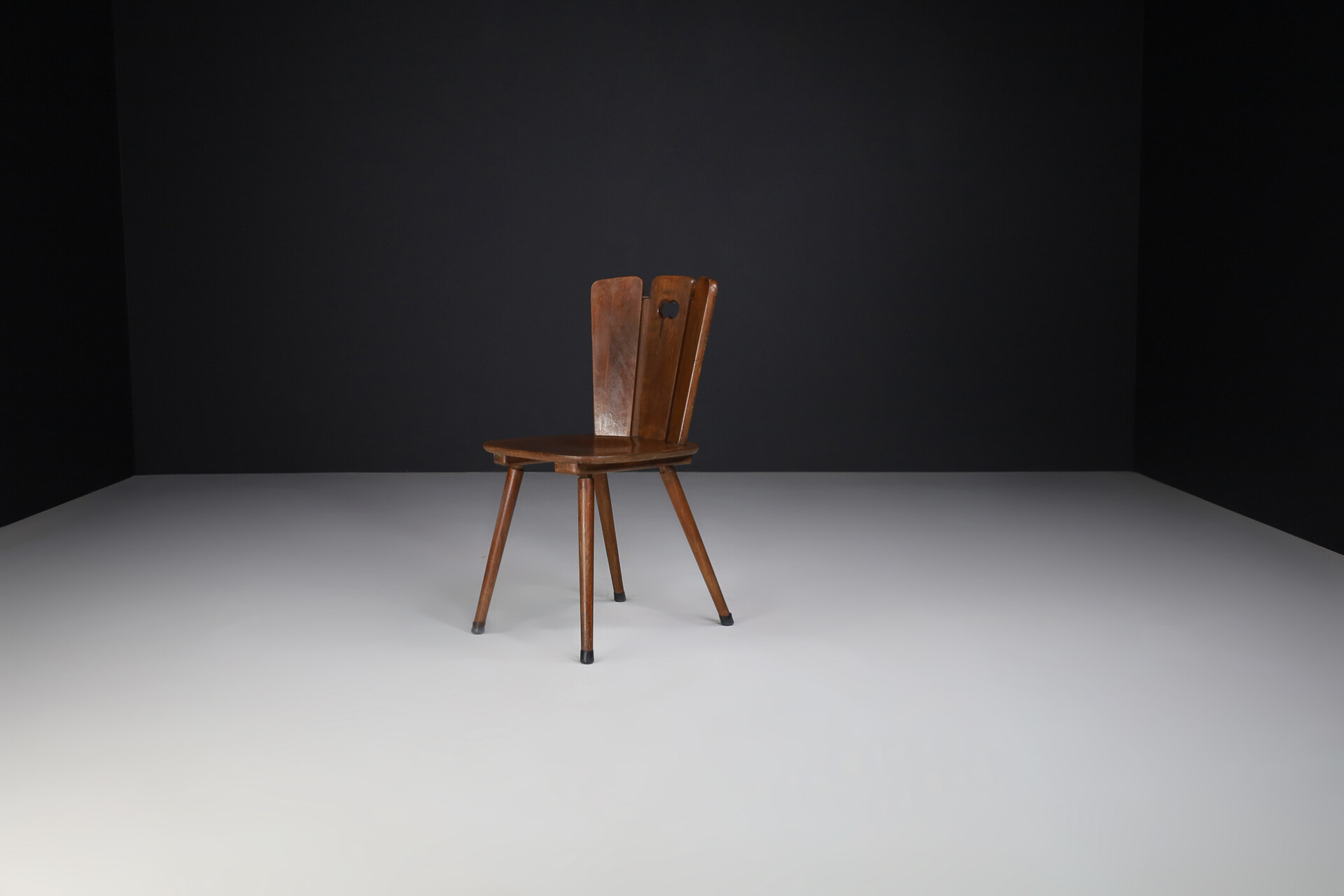 Brutalist Wooden and (copper Details) chairs , france 1950s Mid-20th century