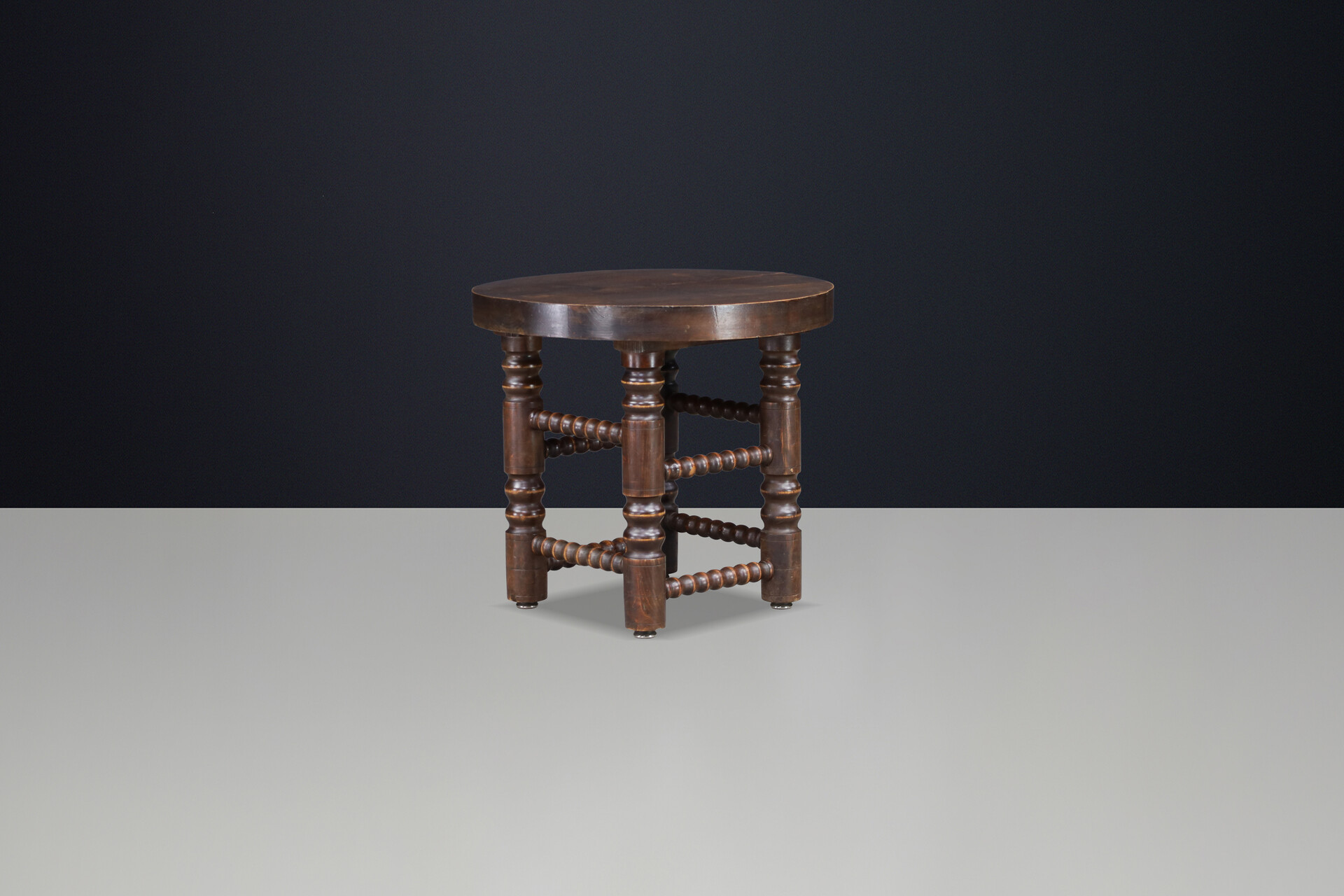 Charles Dudouyt Solid Oak Side Table or Coffee Table, France, 1940s Mid-19th century