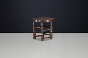 Charles Dudouyt Solid Oak Side Table or Coffee Table, France, 1940s Mid-19th century