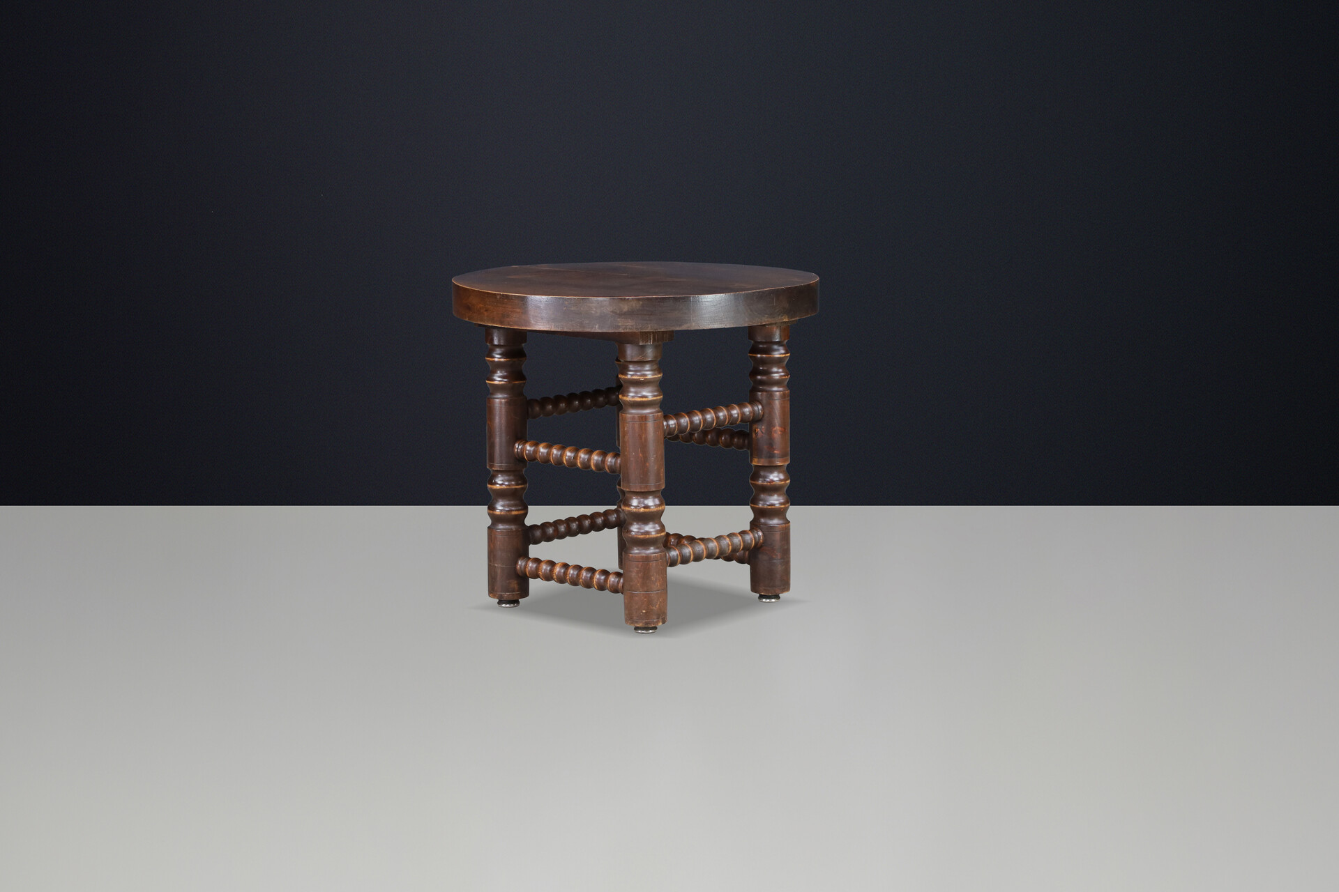 Charles Dudouyt Solid Oak Side Table or Coffee Table, France, 1940s Mid-19th century