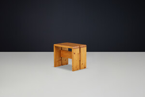 Charlotte Perriand Mid-Century Pine Stool, Les Arcs Ski Resort, 1960s Mid-20th century