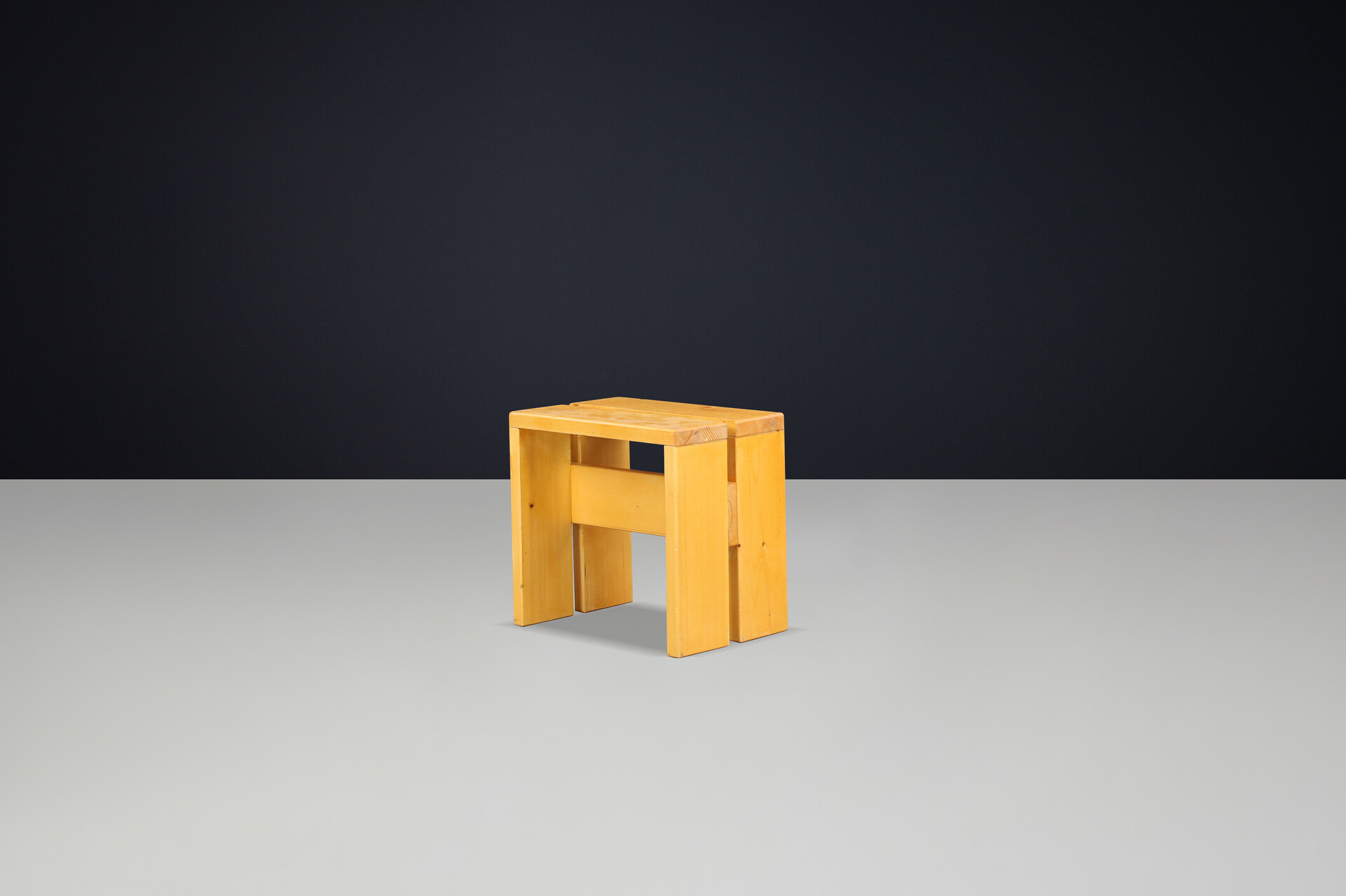 Charlotte Perriand Mid-Century Pine Stool, Les Arcs Ski Resort, 1960s Mid-20th century