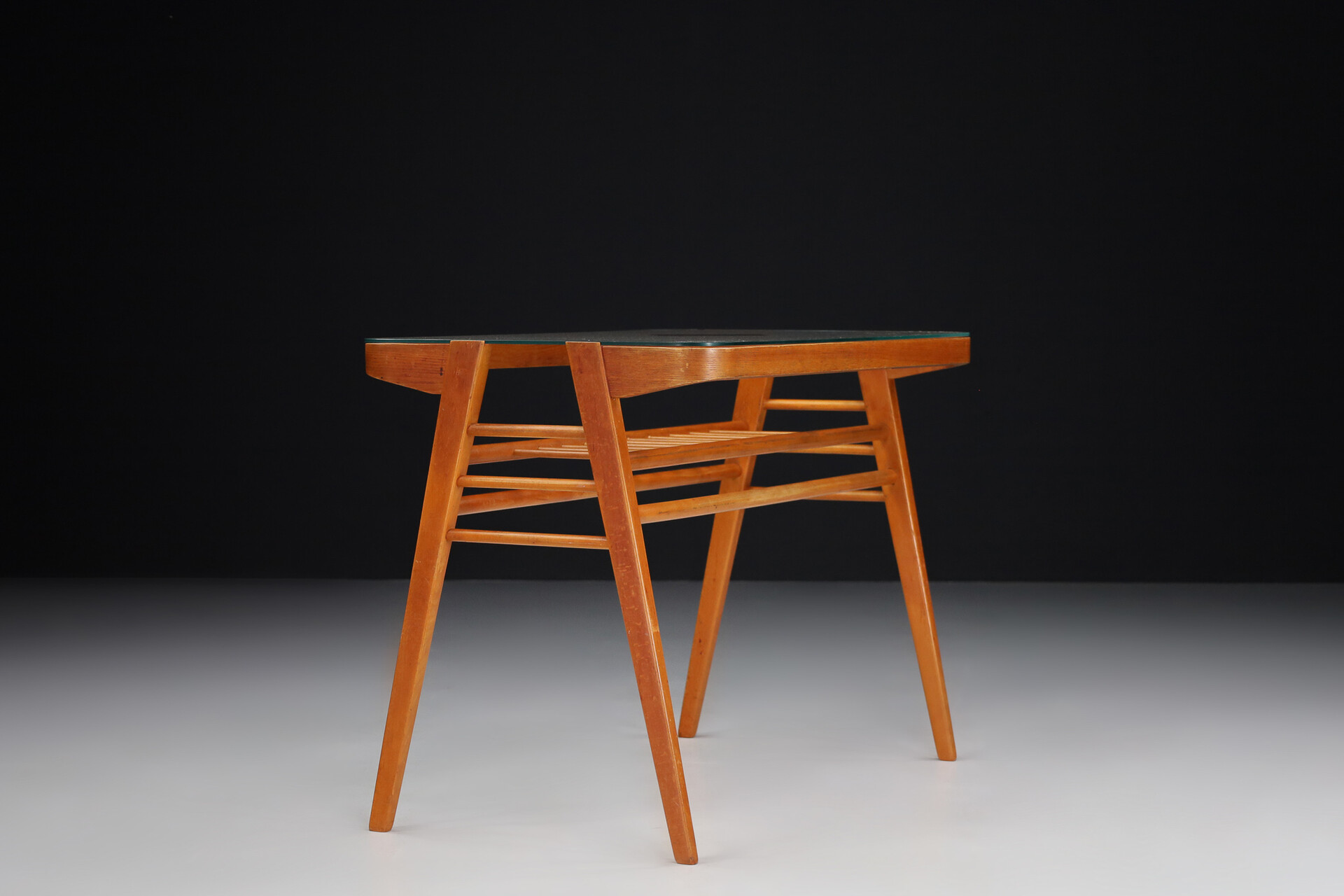 Coffee table made of wood and glass by Frantisek Jirák for Tatra Nabytok Pravence, Czech Republic Mid-20th century