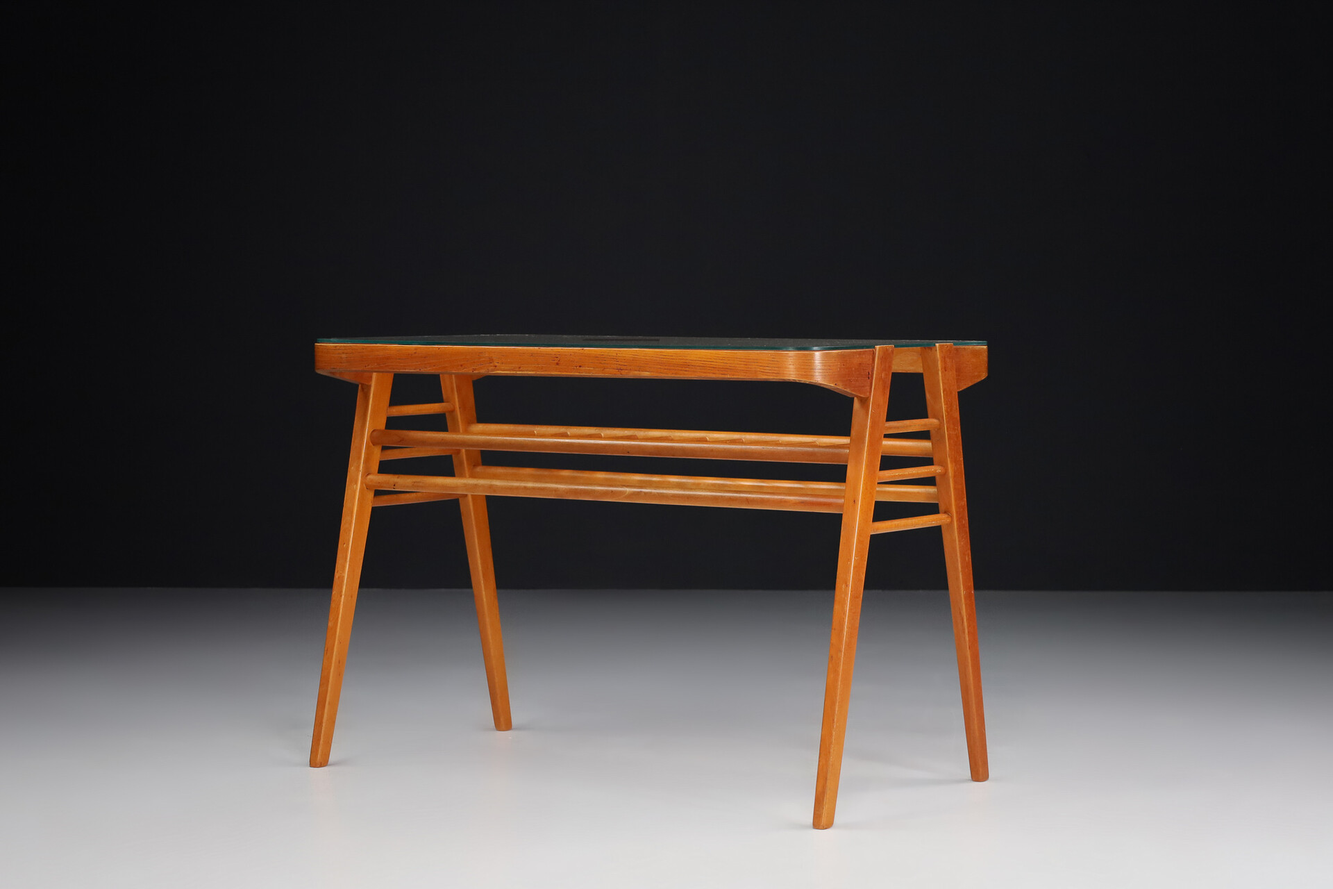 Coffee table made of wood and glass by Frantisek Jirák for Tatra Nabytok Pravence, Czech Republic Mid-20th century