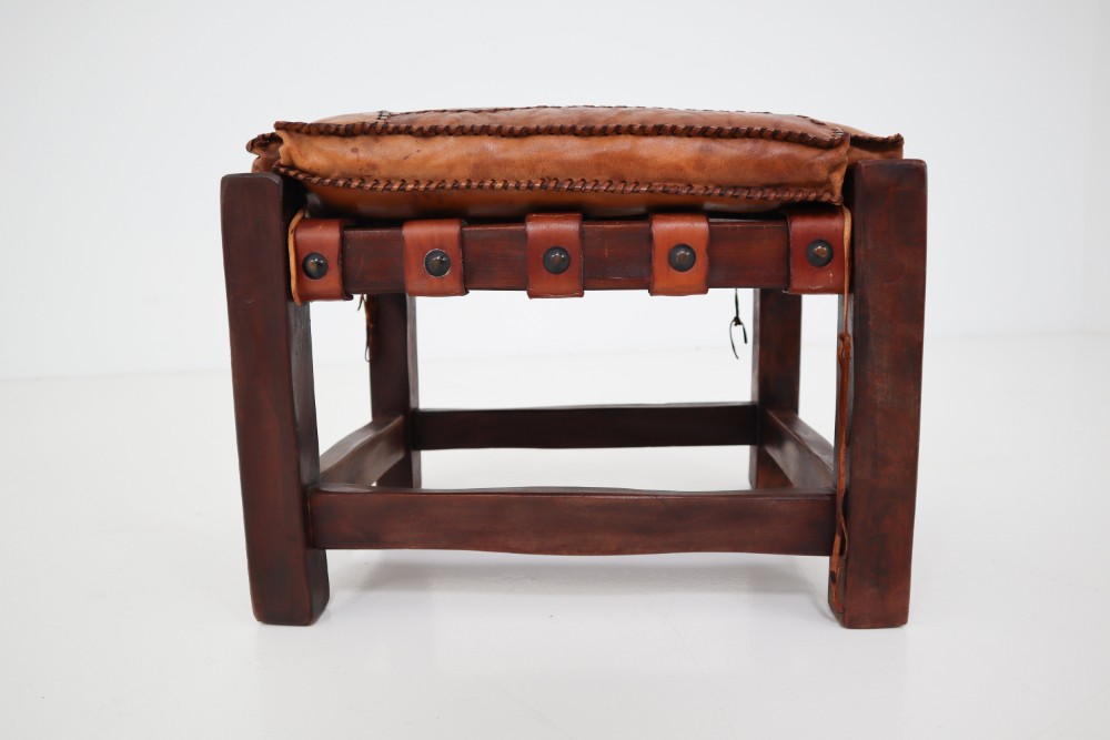 Cognac Leather Brazilian Chair and Ottoman