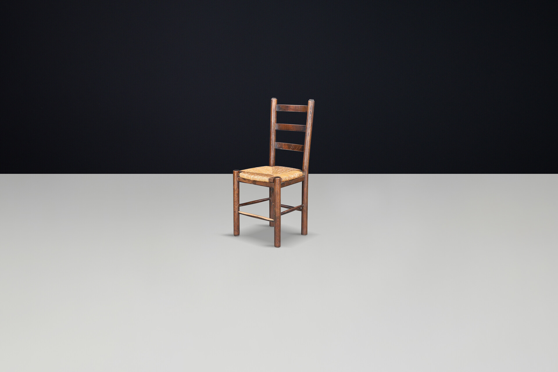 Country-farm house Dining Chairs in Oak and Rush, France, 1950s Mid-20th century