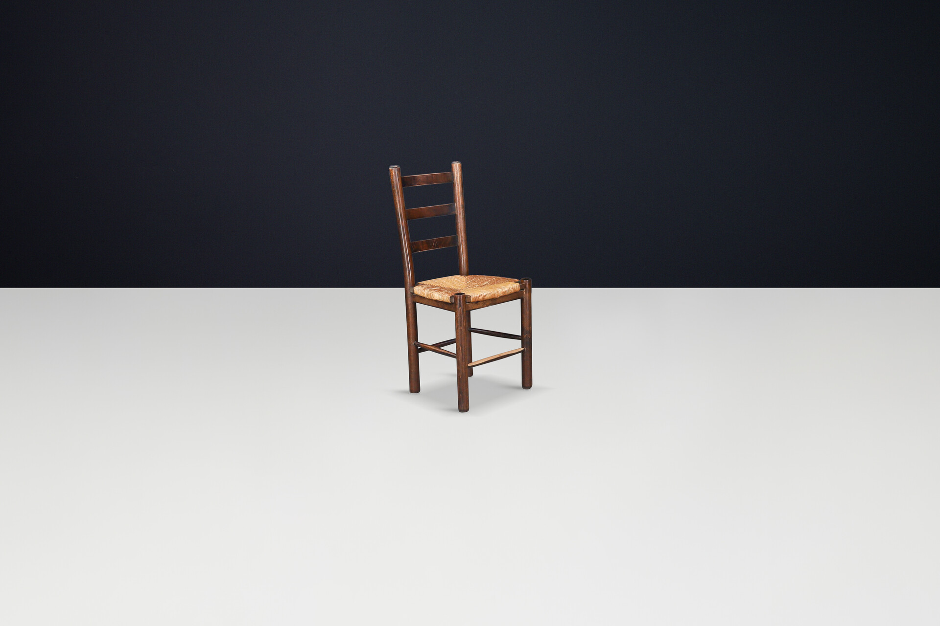 Country-farm house Dining Chairs in Oak and Rush, France, 1950s Mid-20th century