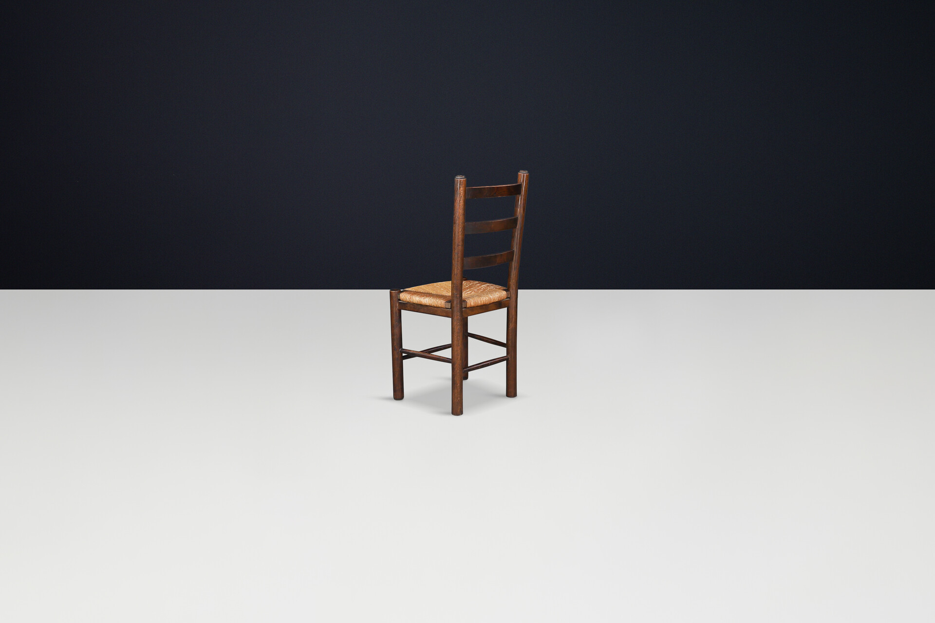 Country-farm house Dining Chairs in Oak and Rush, France, 1950s Mid-20th century