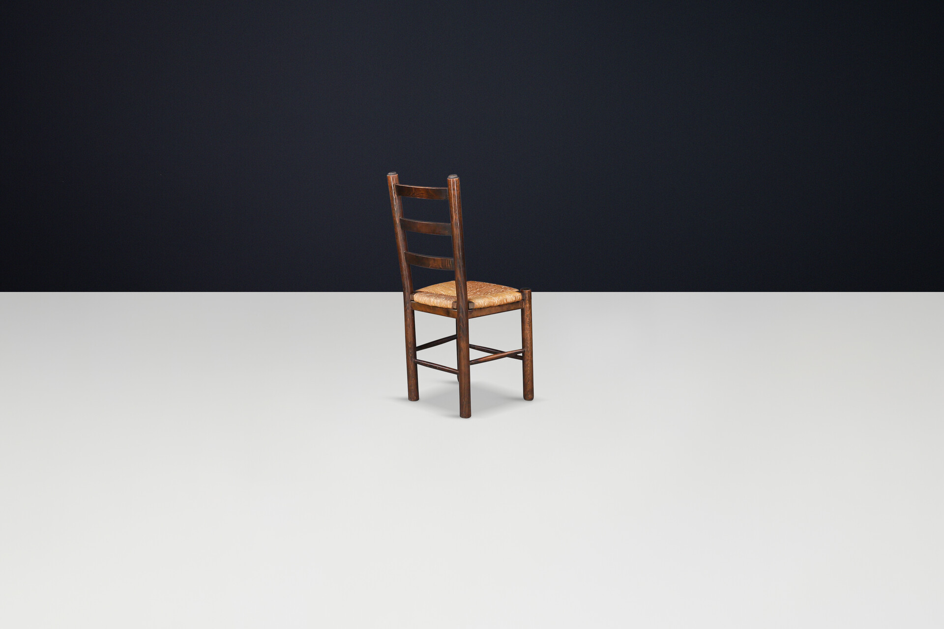 Country-farm house Dining Chairs in Oak and Rush, France, 1950s Mid-20th century