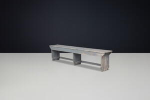 Country-farm house Painted wooden bench, France 1950s Mid-20th century