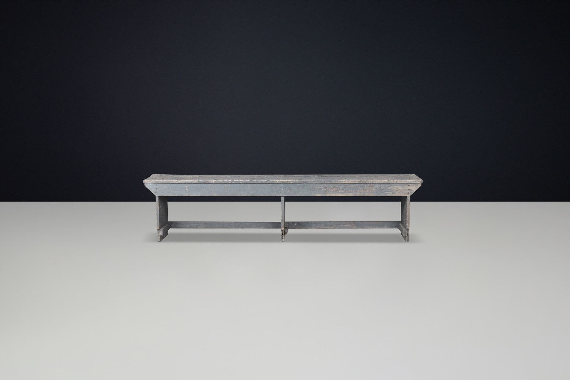 Country-farm house Painted wooden bench, France 1950s Mid-20th century